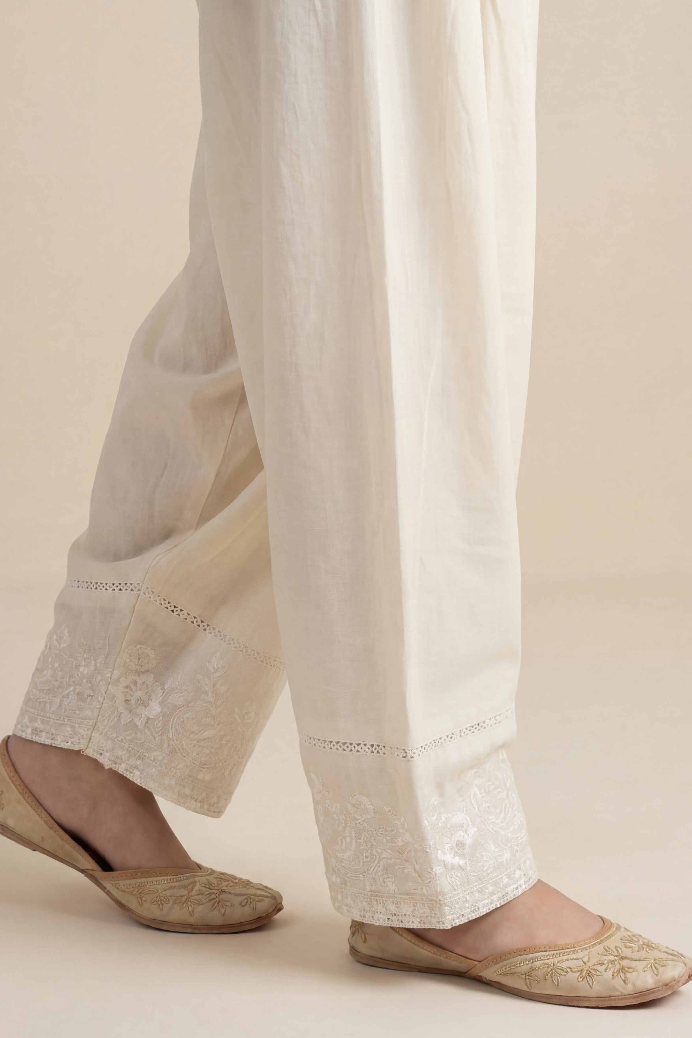 NishatUK - Off White  Embroidered Cambric 1-piece ready to wear shalwar