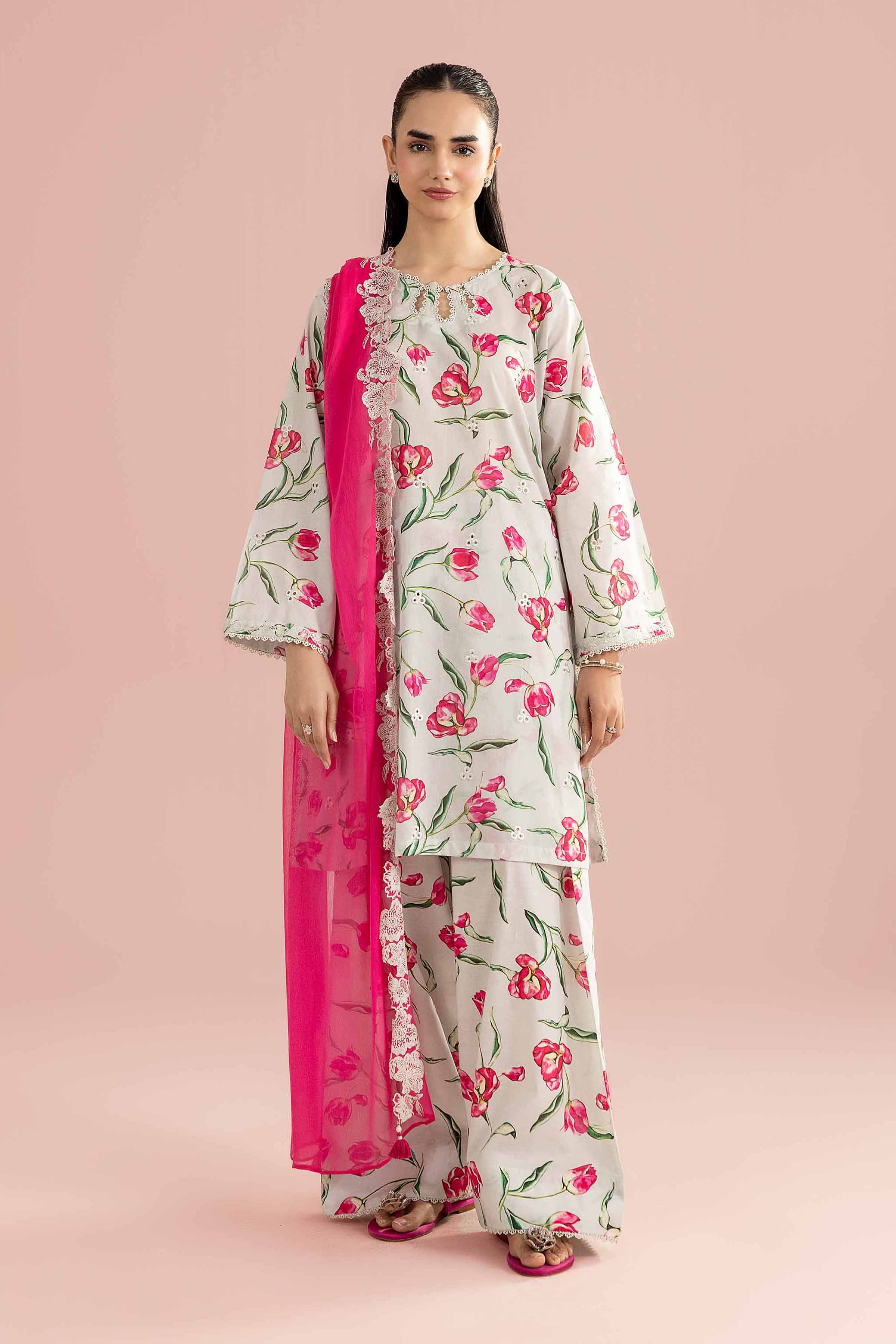 NishatUK - Blue Embroidered Lawn 3-piece ready to wear Suit