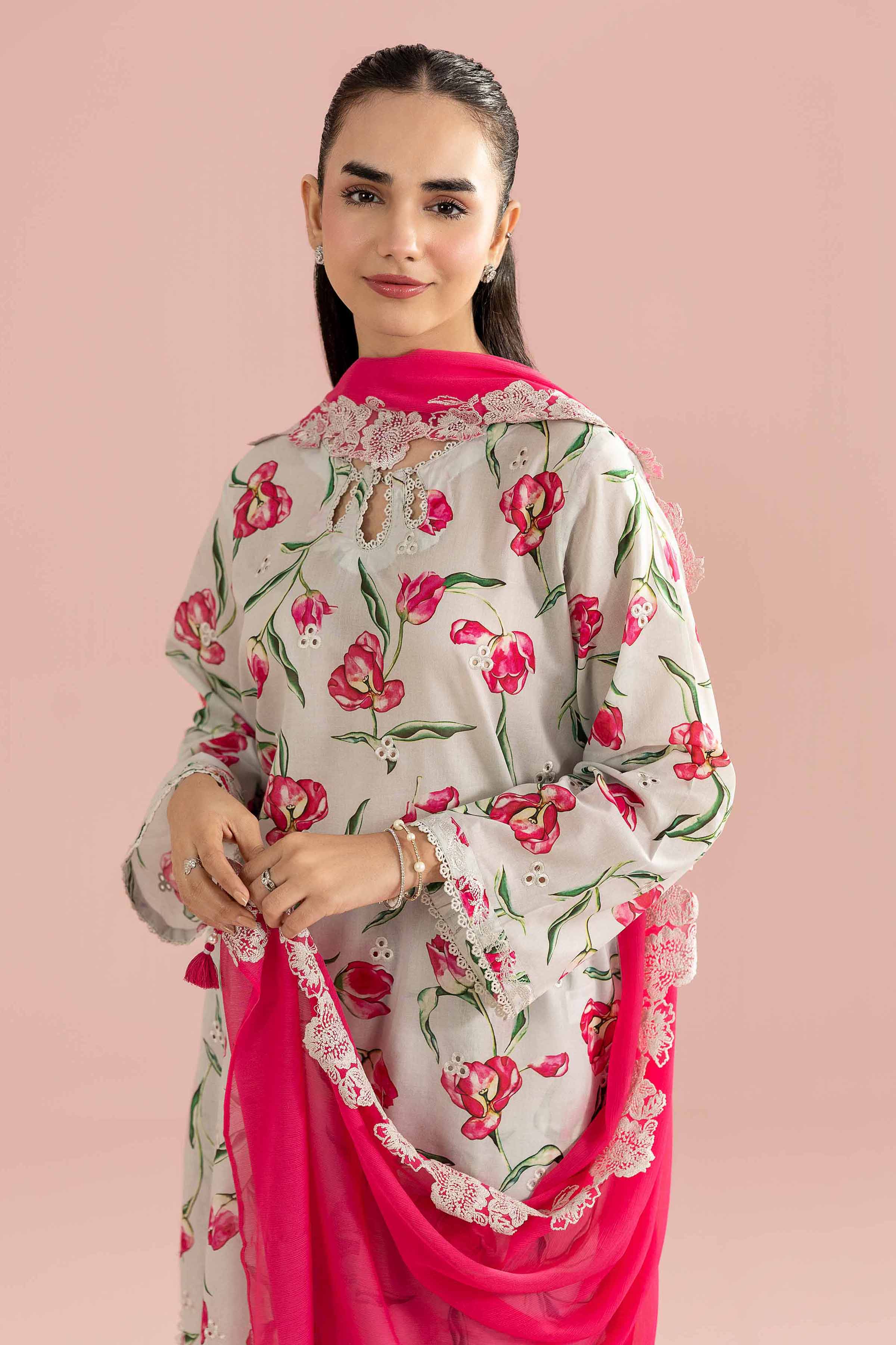 NishatUK - Blue Embroidered Lawn 3-piece ready to wear Suit