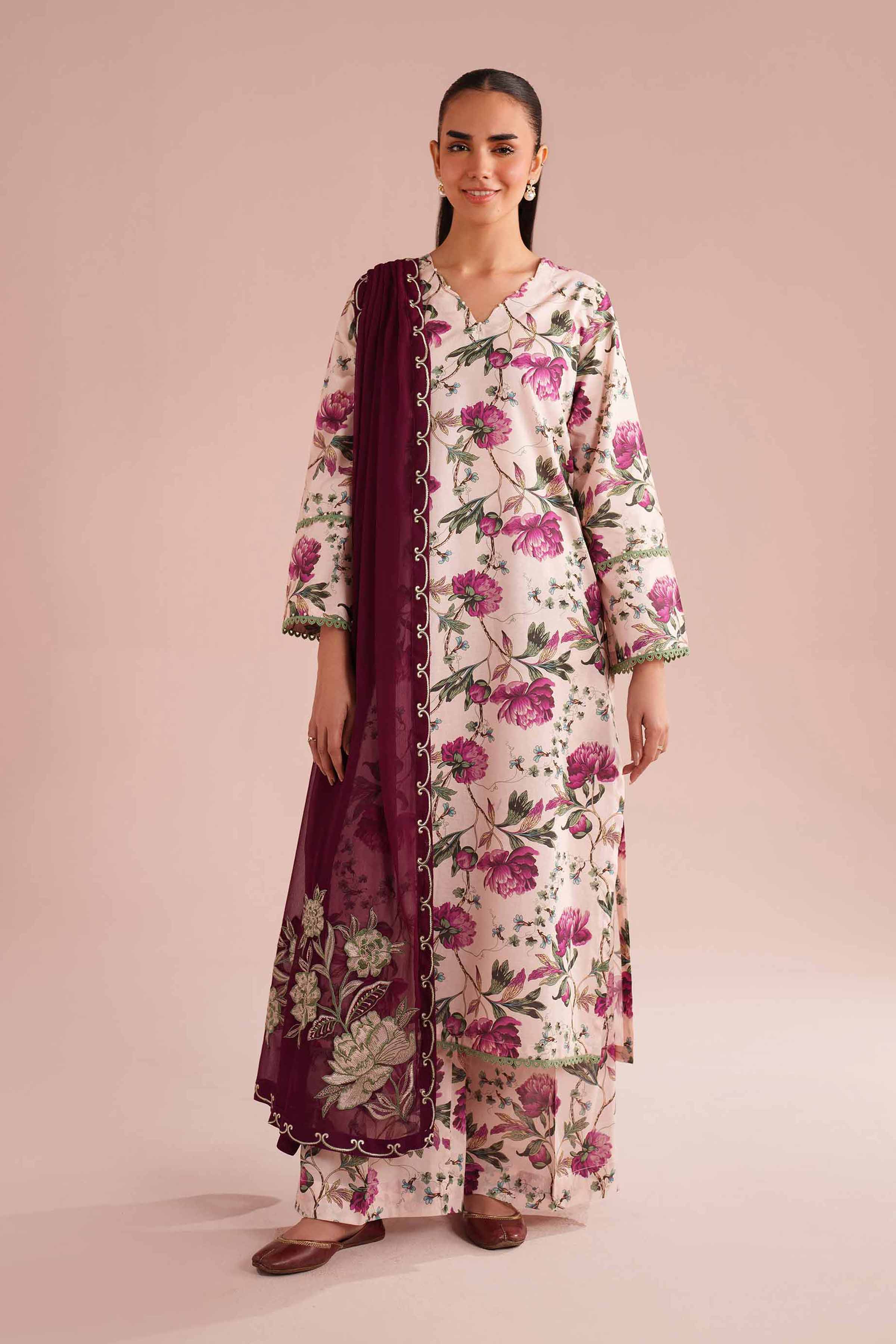 NishatUK - Multi Embroidered Lawn 3-piece ready to wear Suit