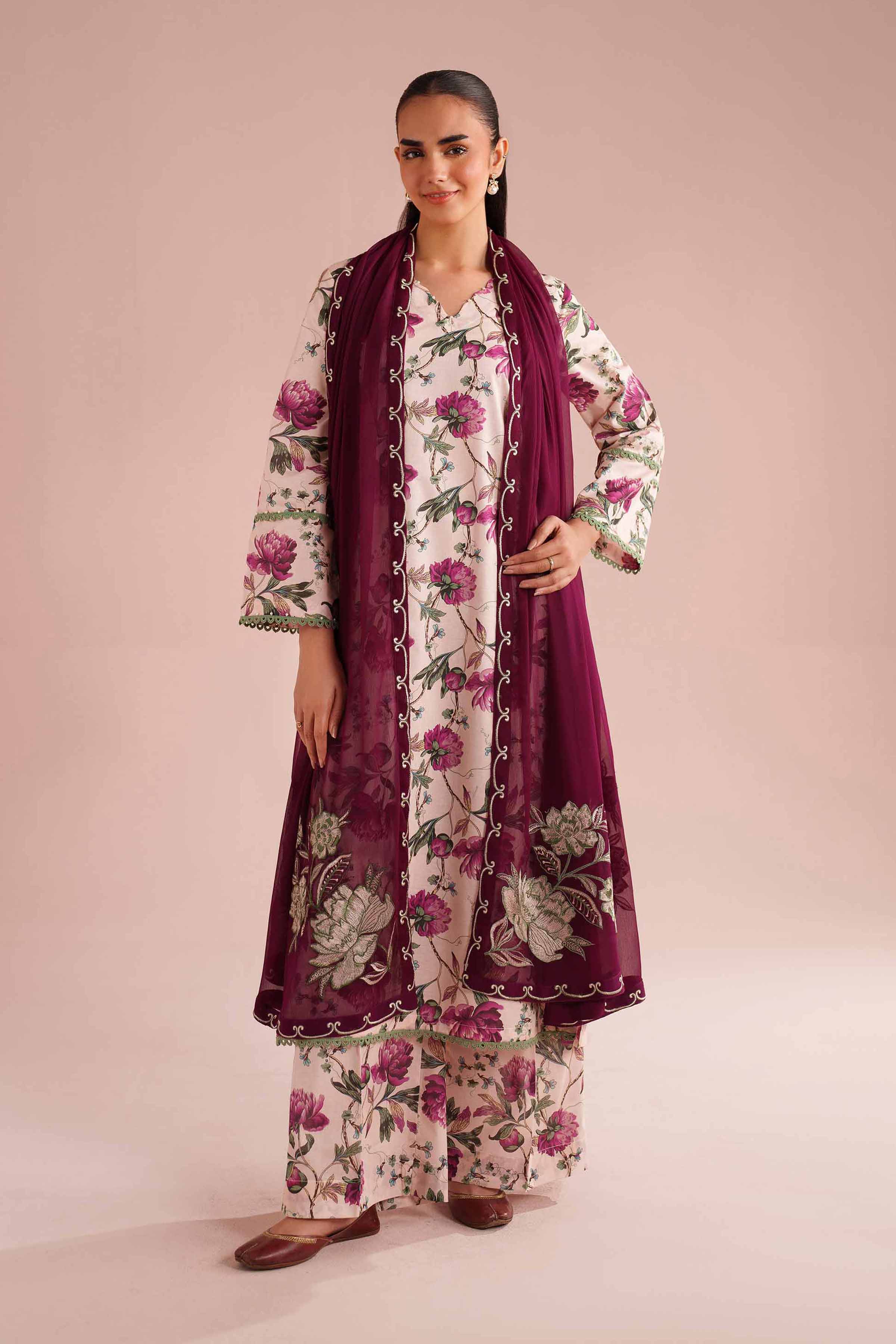 NishatUK - Multi Embroidered Lawn 3-piece ready to wear Suit