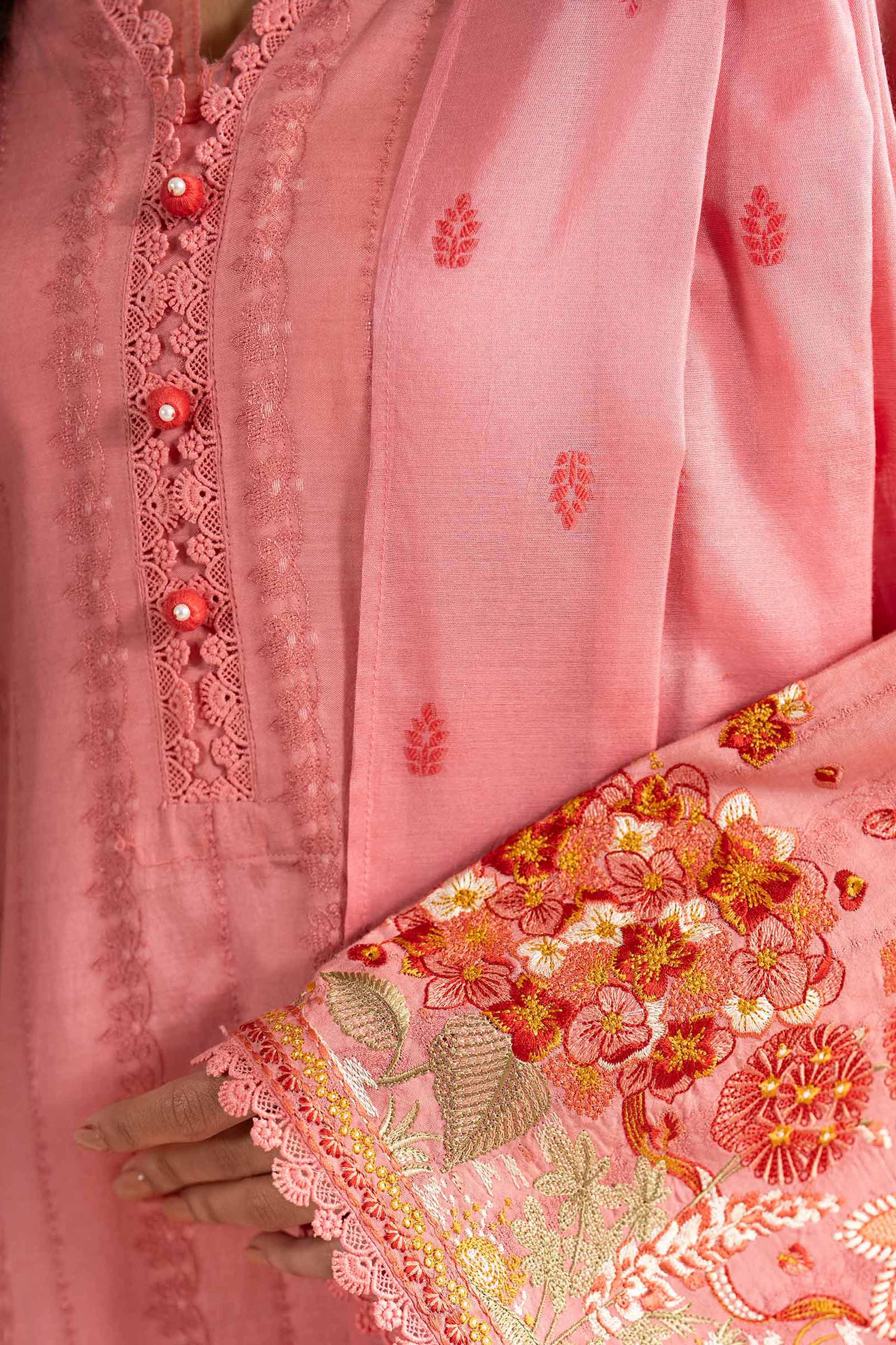 Nishat UK - Pink Embroidered Jacquard 3-piece ready to wear Suit