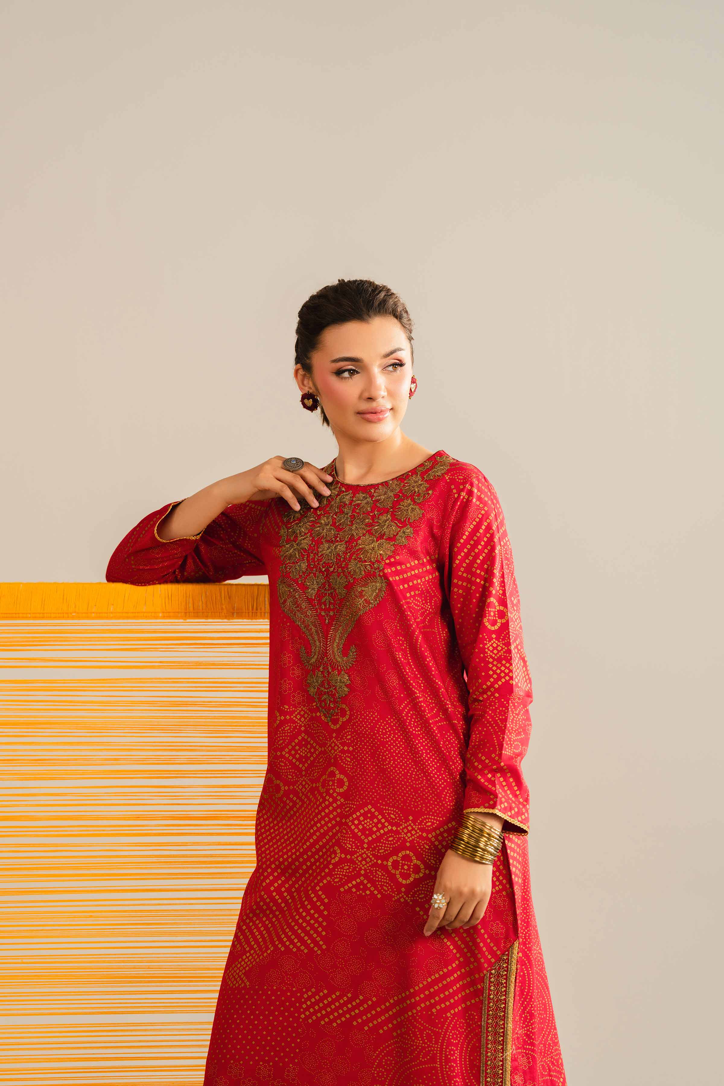 NishatUK - Red Embroidered Lawn 1-piece ready to wear Shirt