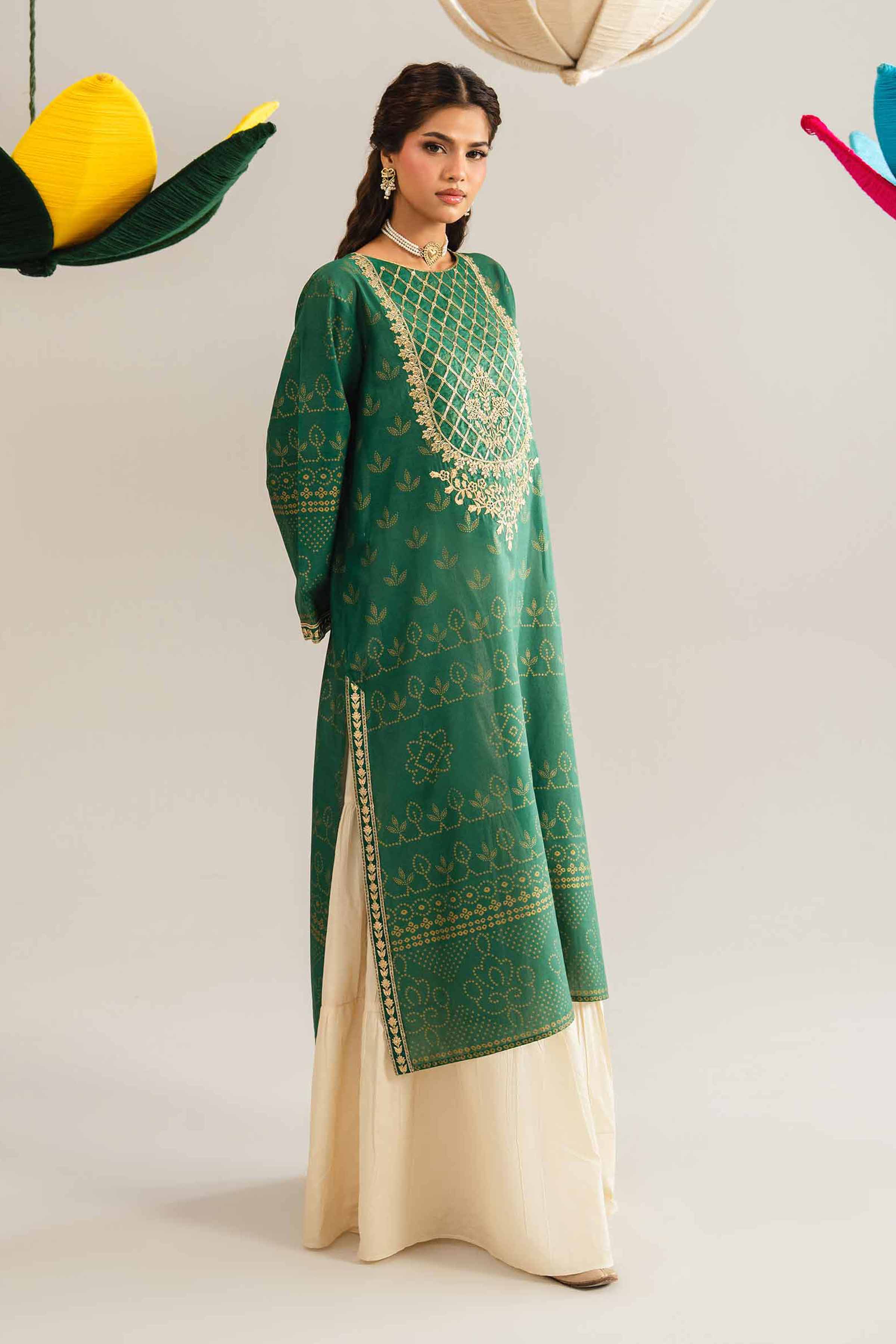 NishatUK - Green Embroidered Lawn 1-piece ready to wear Shirt