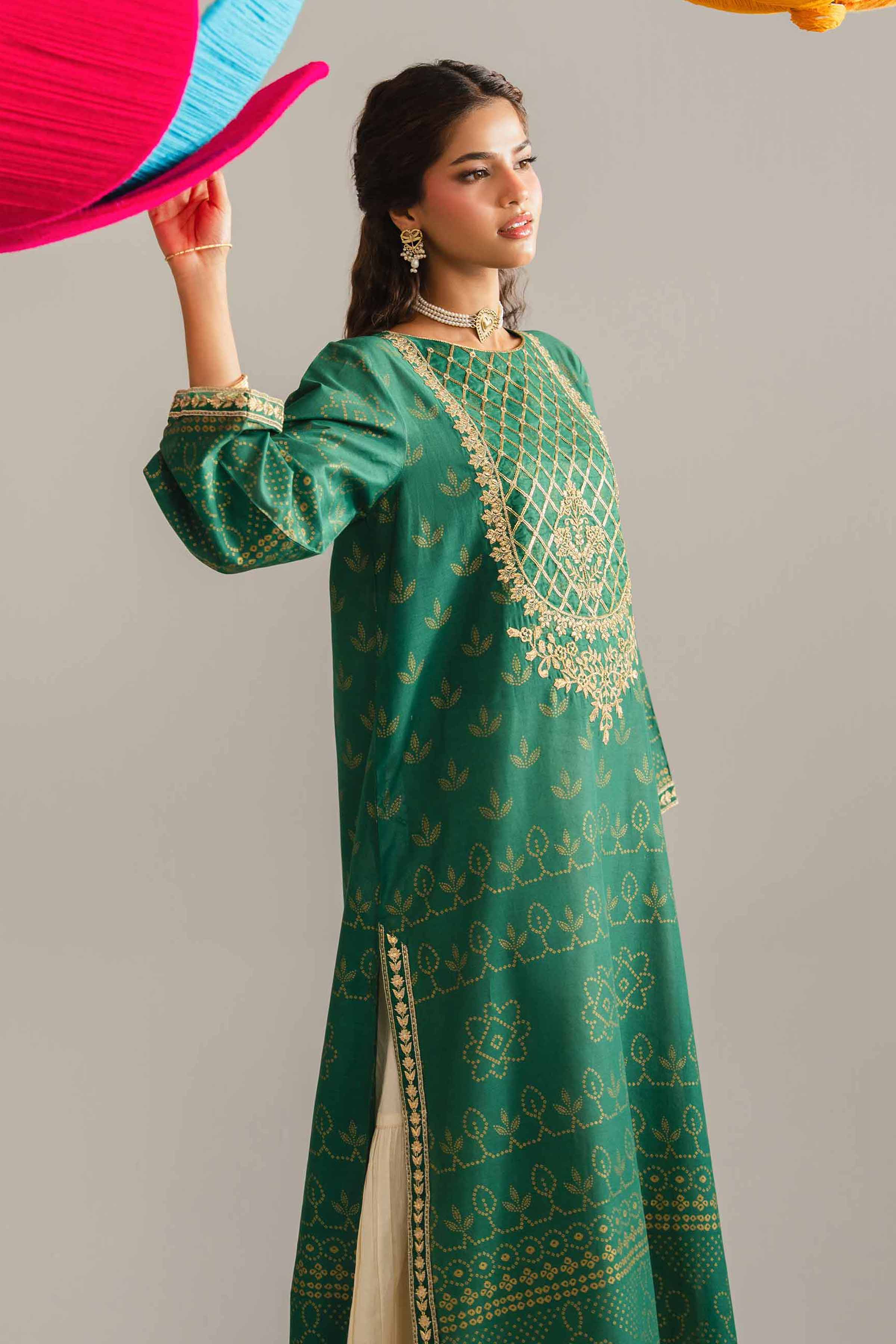 NishatUK - Green Embroidered Lawn 1-piece ready to wear Shirt