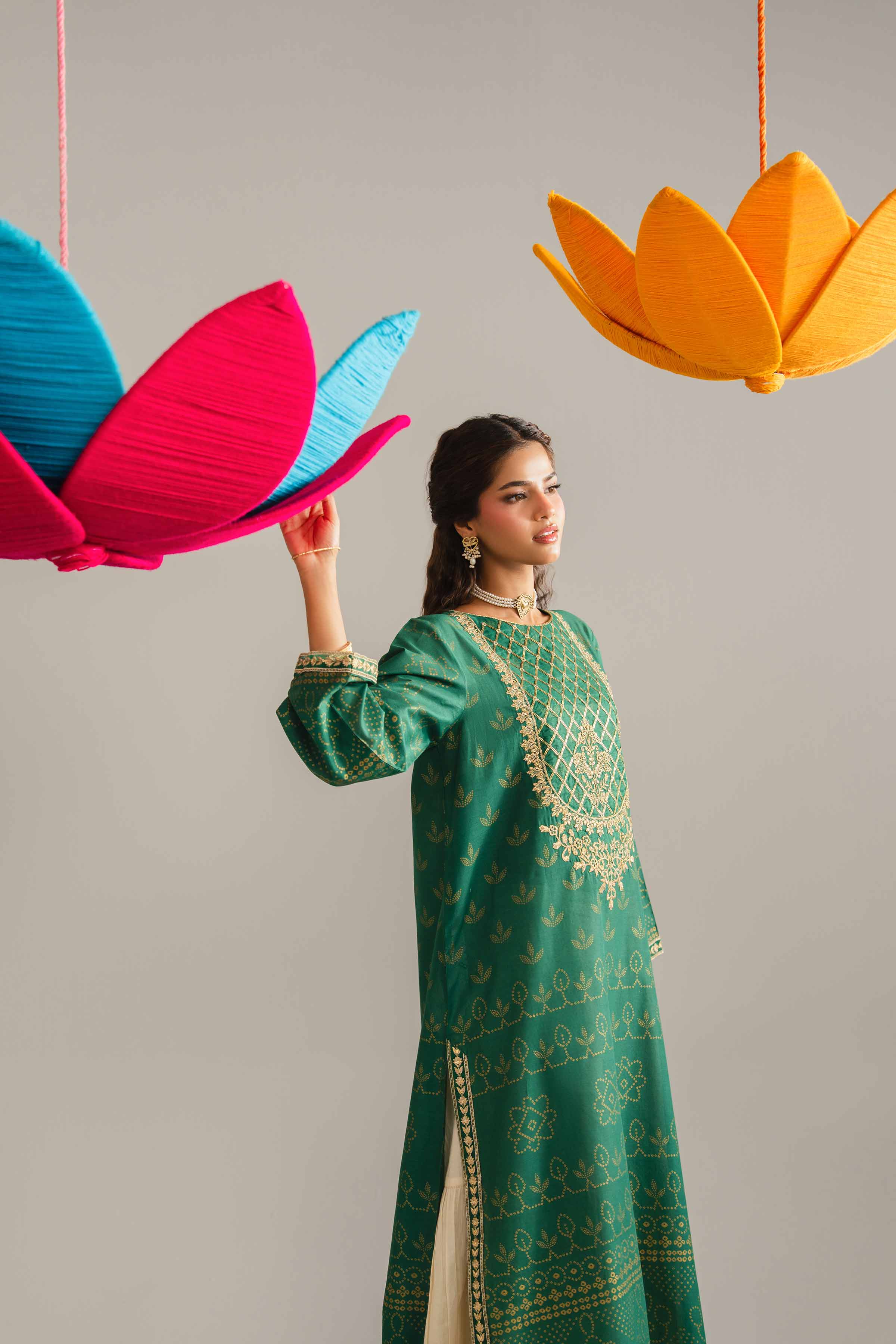 NishatUK - Green Embroidered Lawn 1-piece ready to wear Shirt