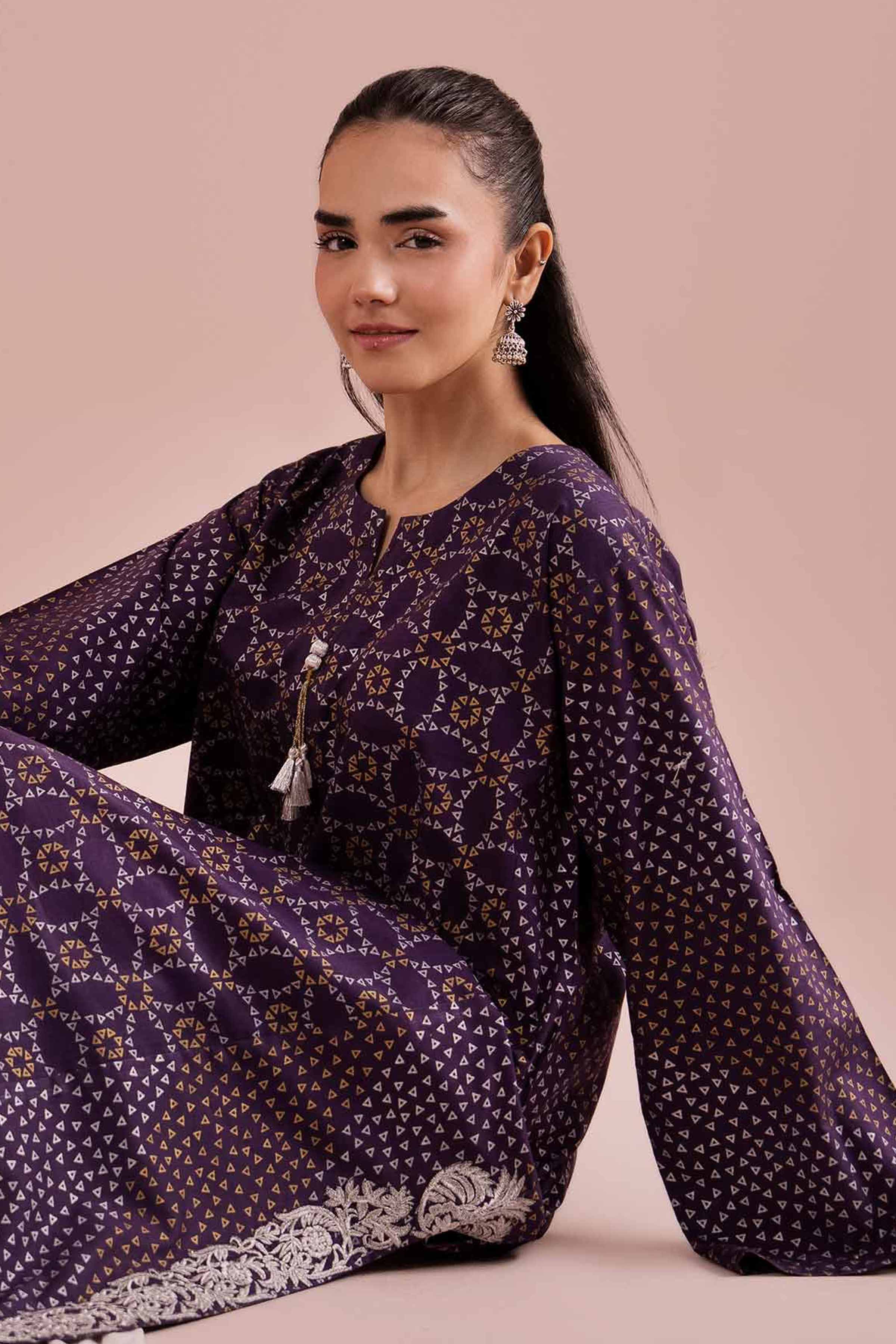 NishatUK - Purple Embroidered Lawn 1-piece ready to wear Shirt
