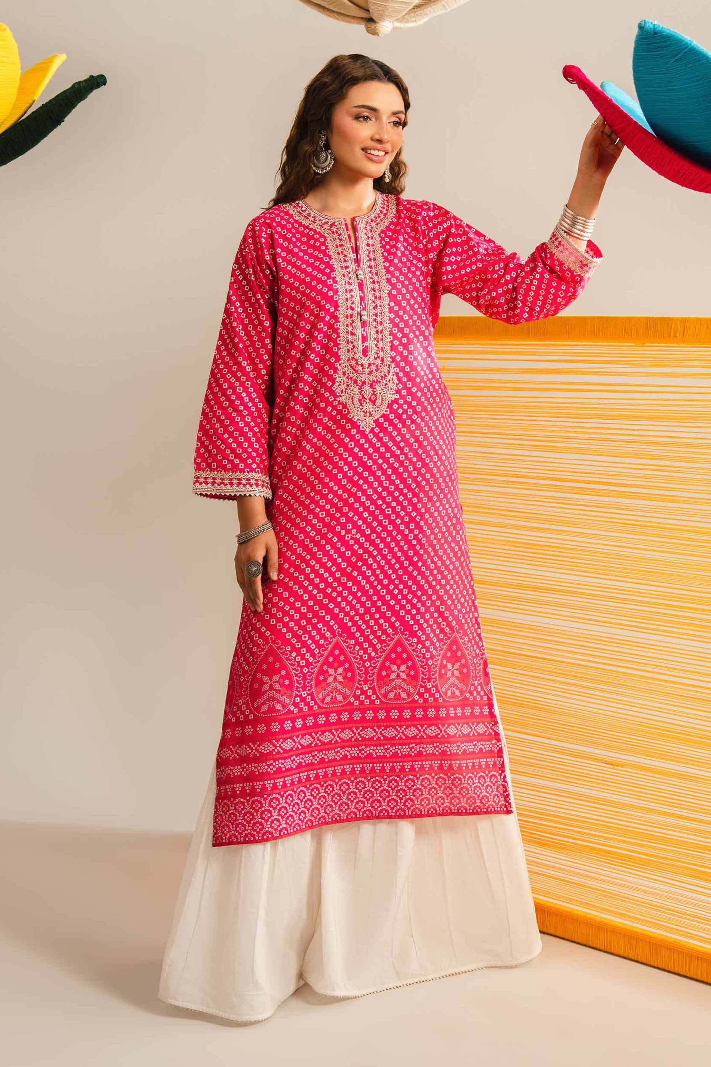 NishatUK - Pink Embroidered Lawn 1-piece ready to wear Shirt