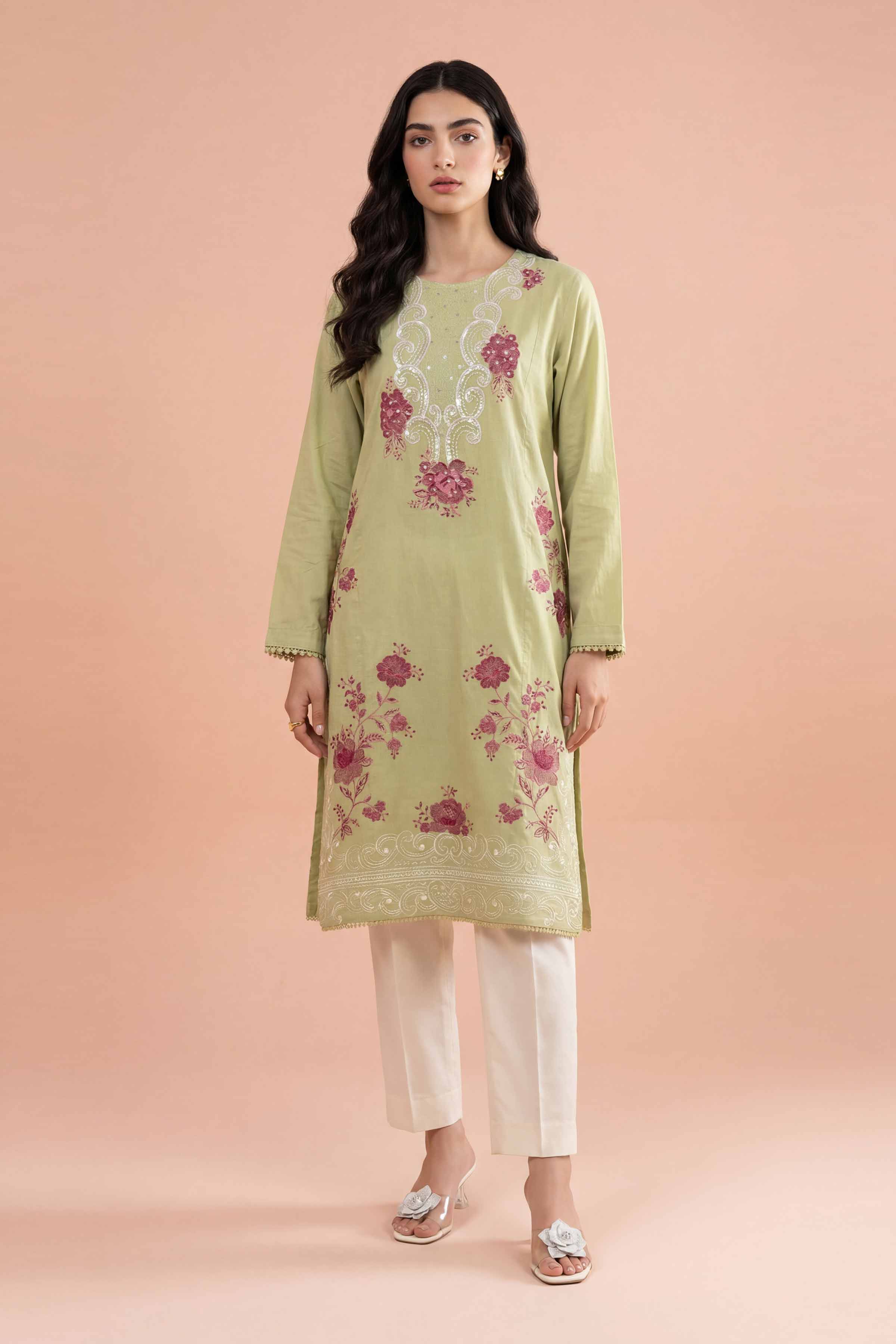 NishatUK - Green Embroidered Cambric 1-piece ready to wear Shirt