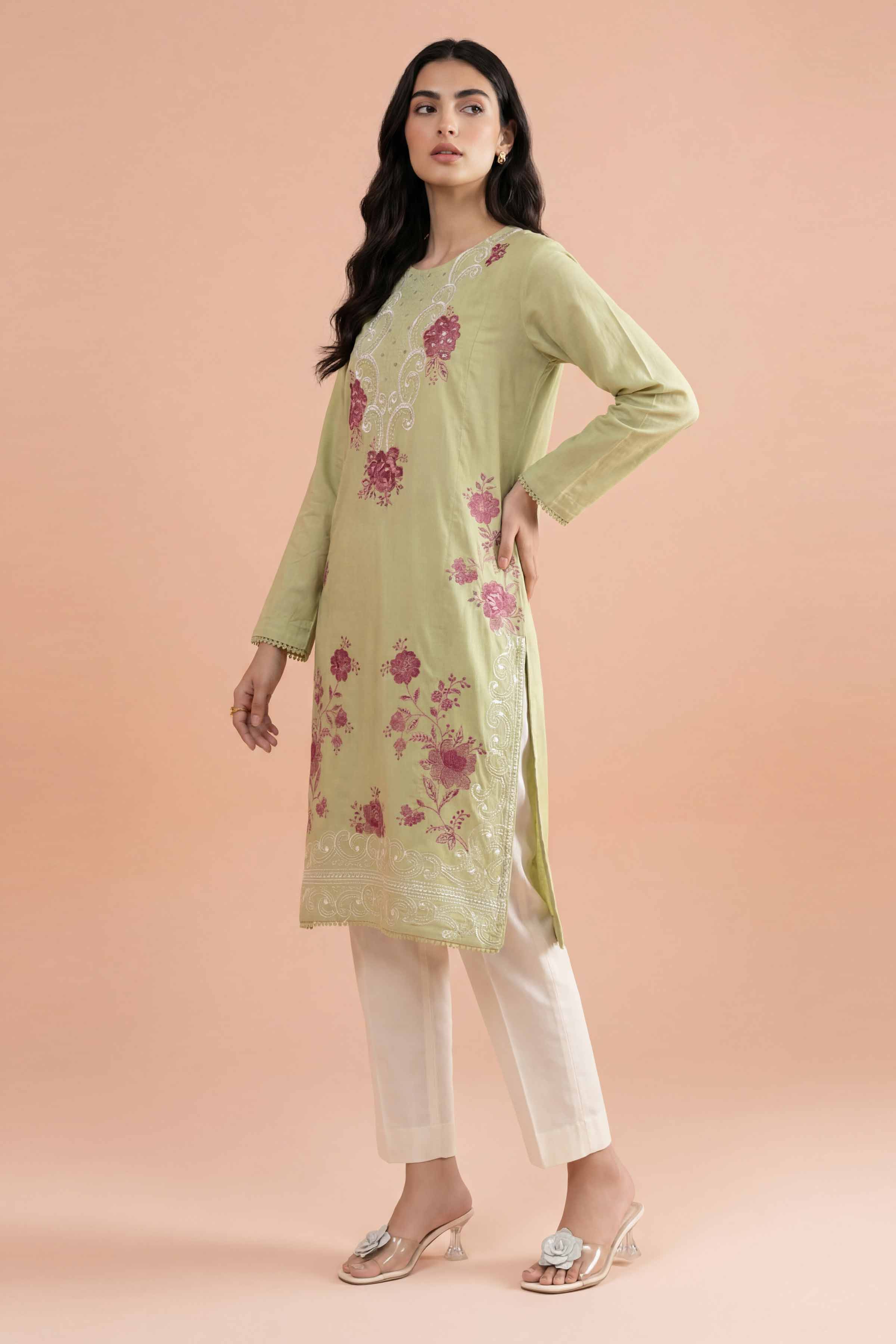 NishatUK - Green Embroidered Cambric 1-piece ready to wear Shirt