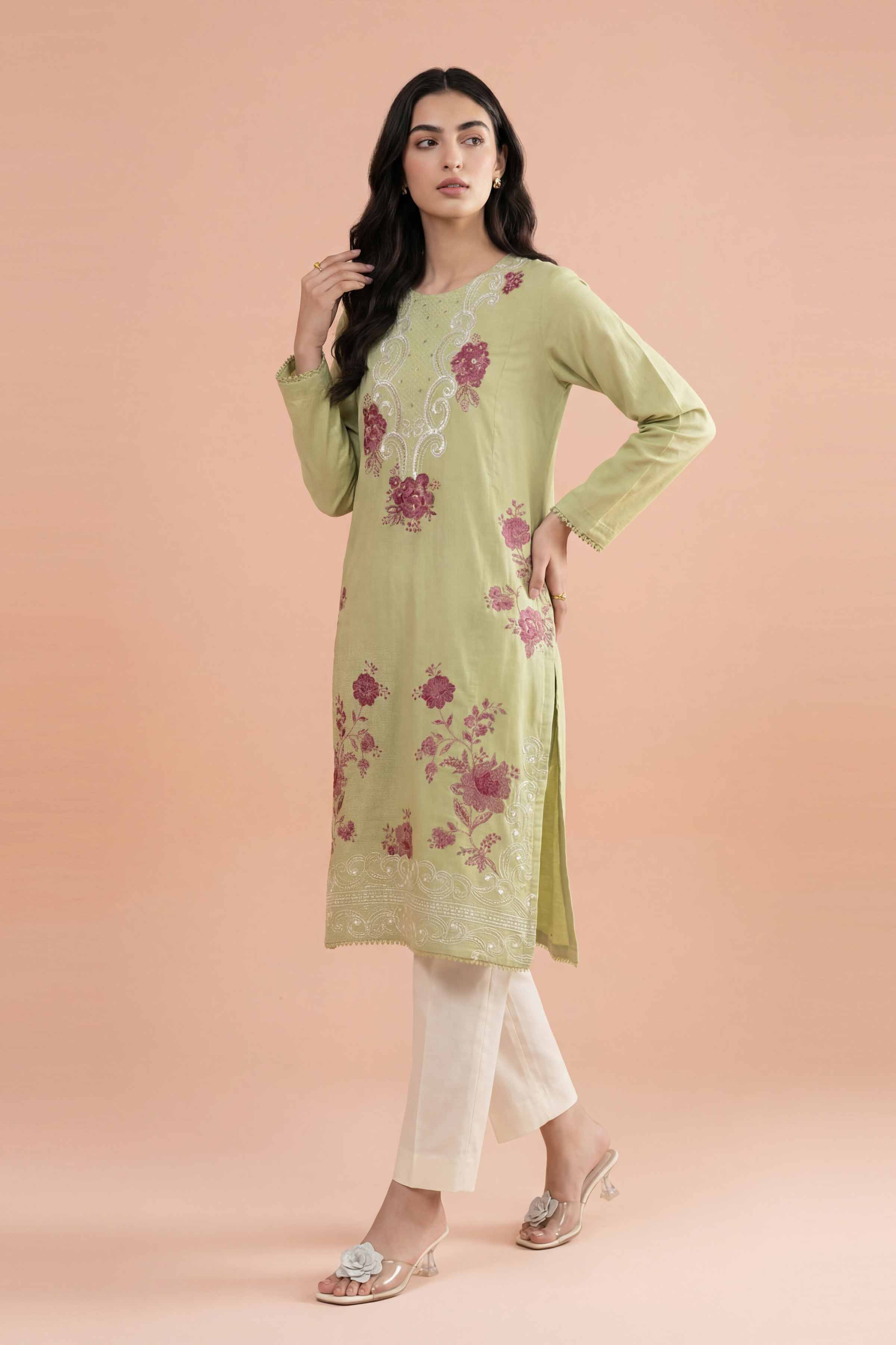 NishatUK - Green Embroidered Cambric 1-piece ready to wear Shirt