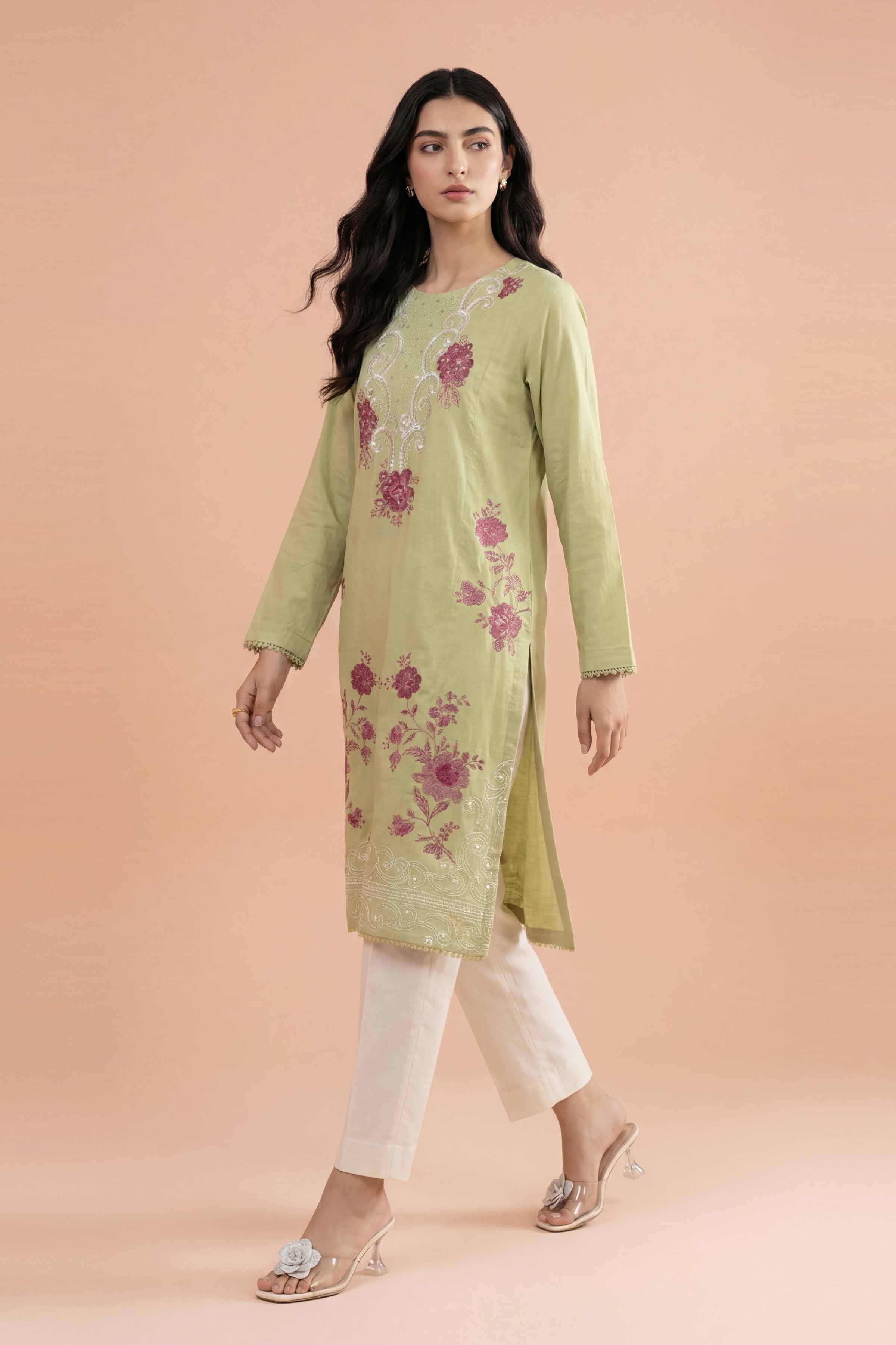 NishatUK - Green Embroidered Cambric 1-piece ready to wear Shirt