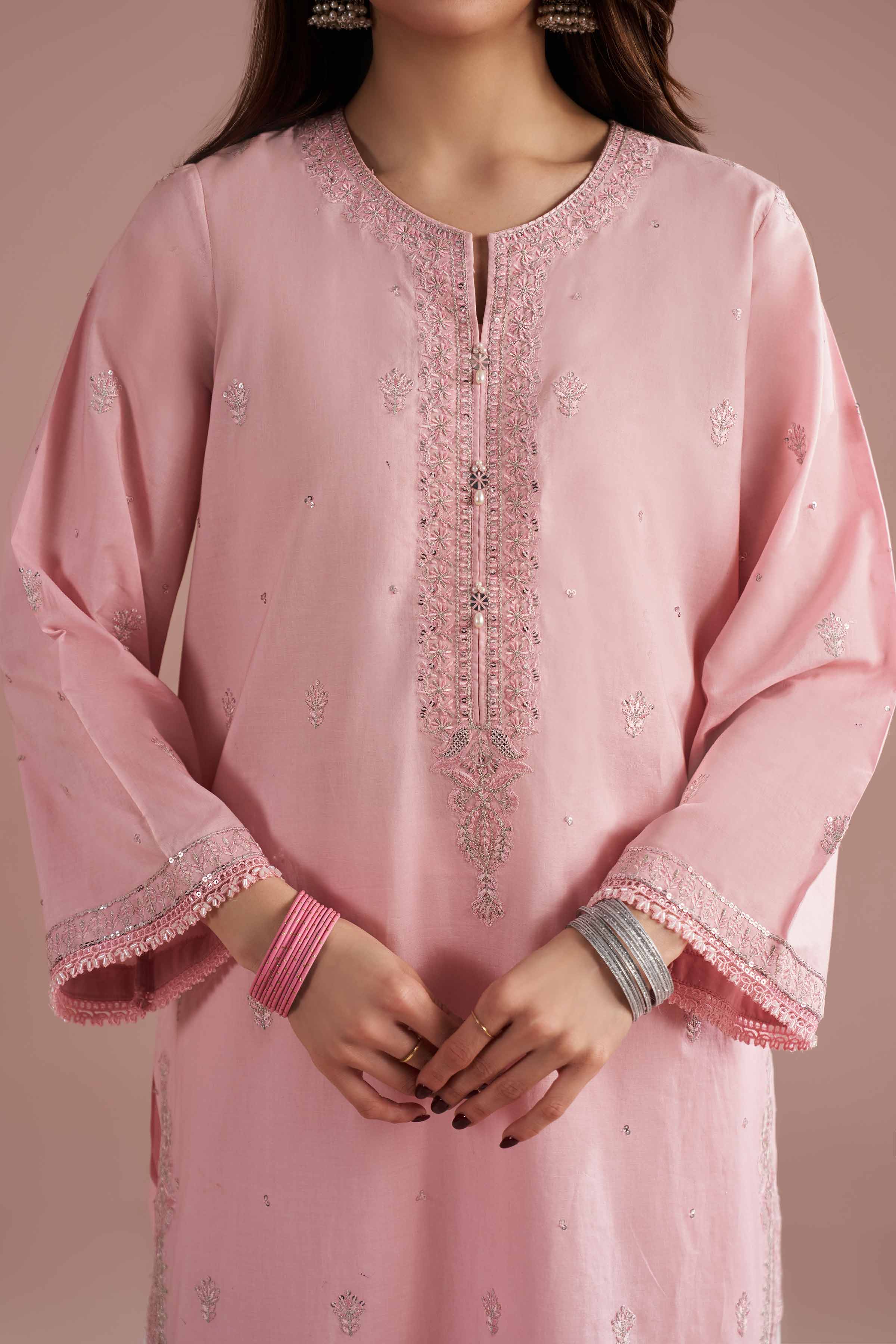 NishatUK - Pink Embroidered Cambric 1-piece ready to wear Shirt