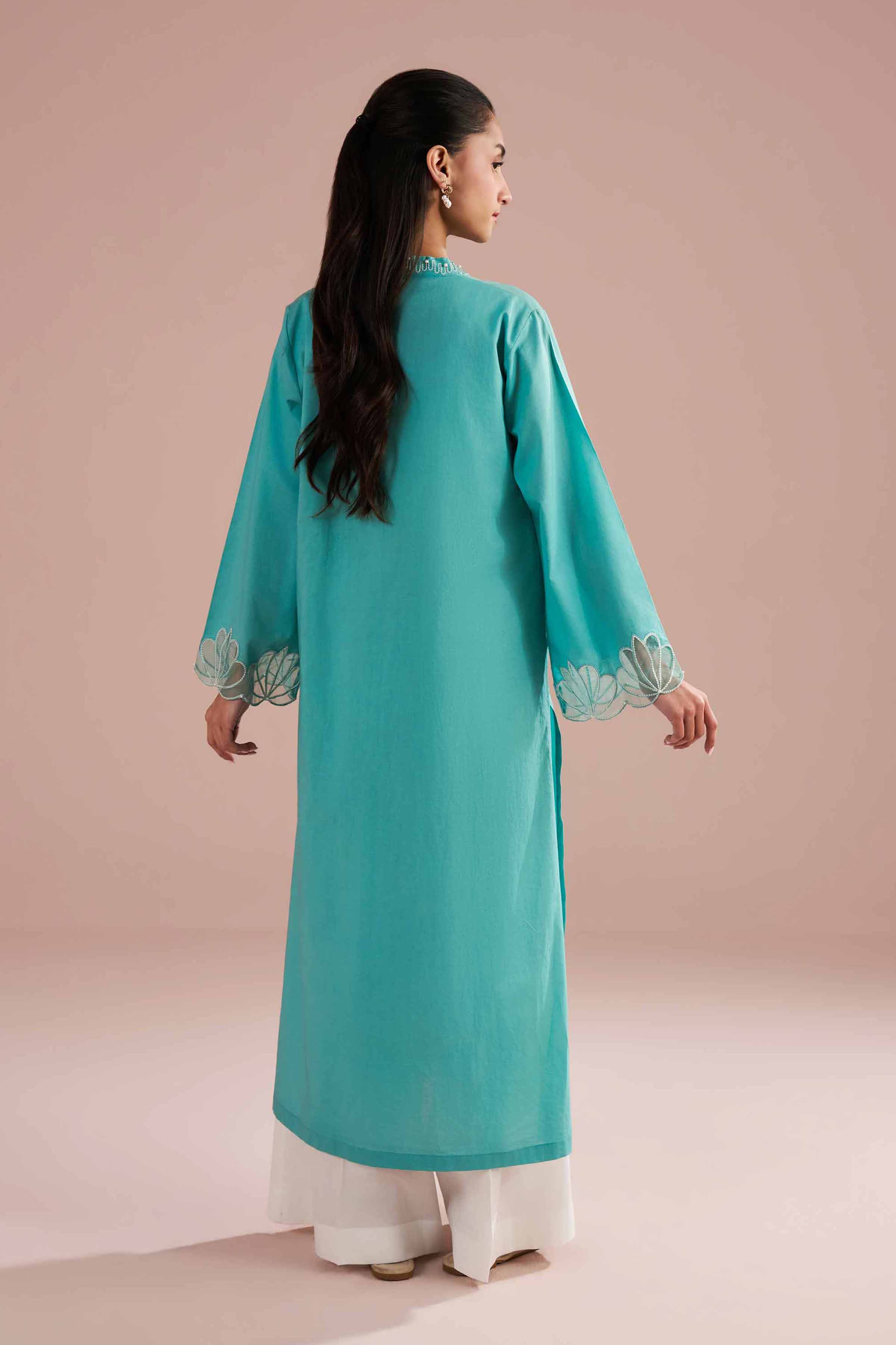 NishatUK - Green Embroidered Cambric  ready to wear Shirt