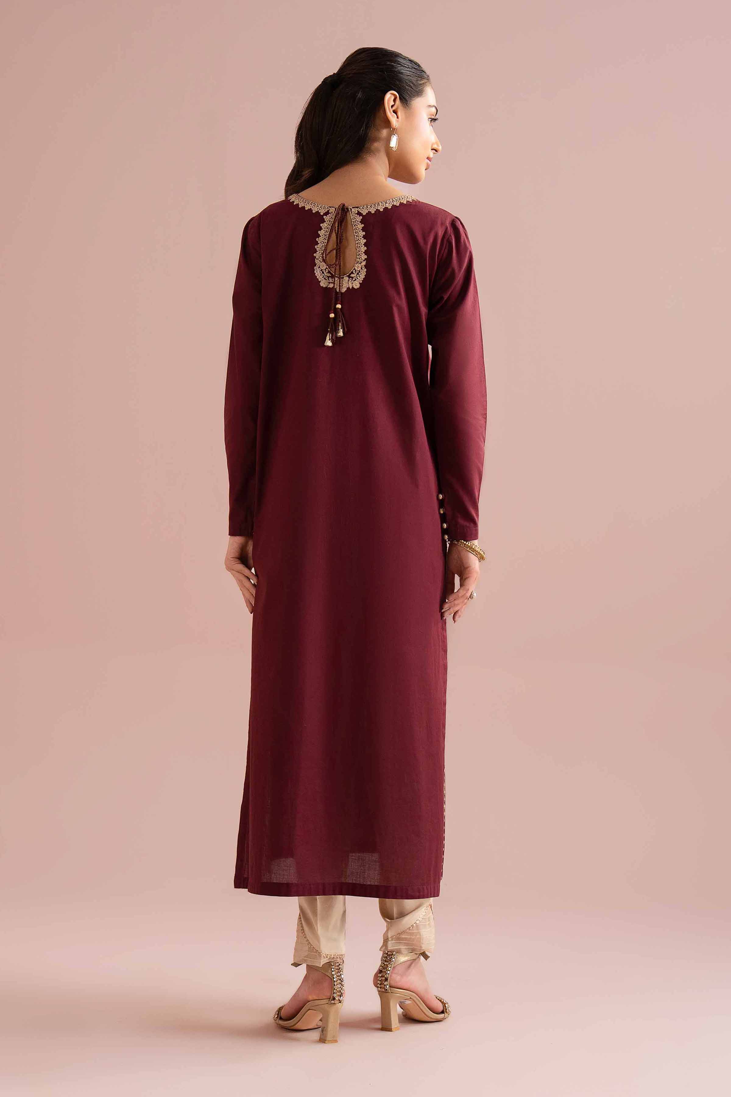 Nishat UK - Red Embroidered Yarn Dyed 1 Piece Ready To Wear Shirt