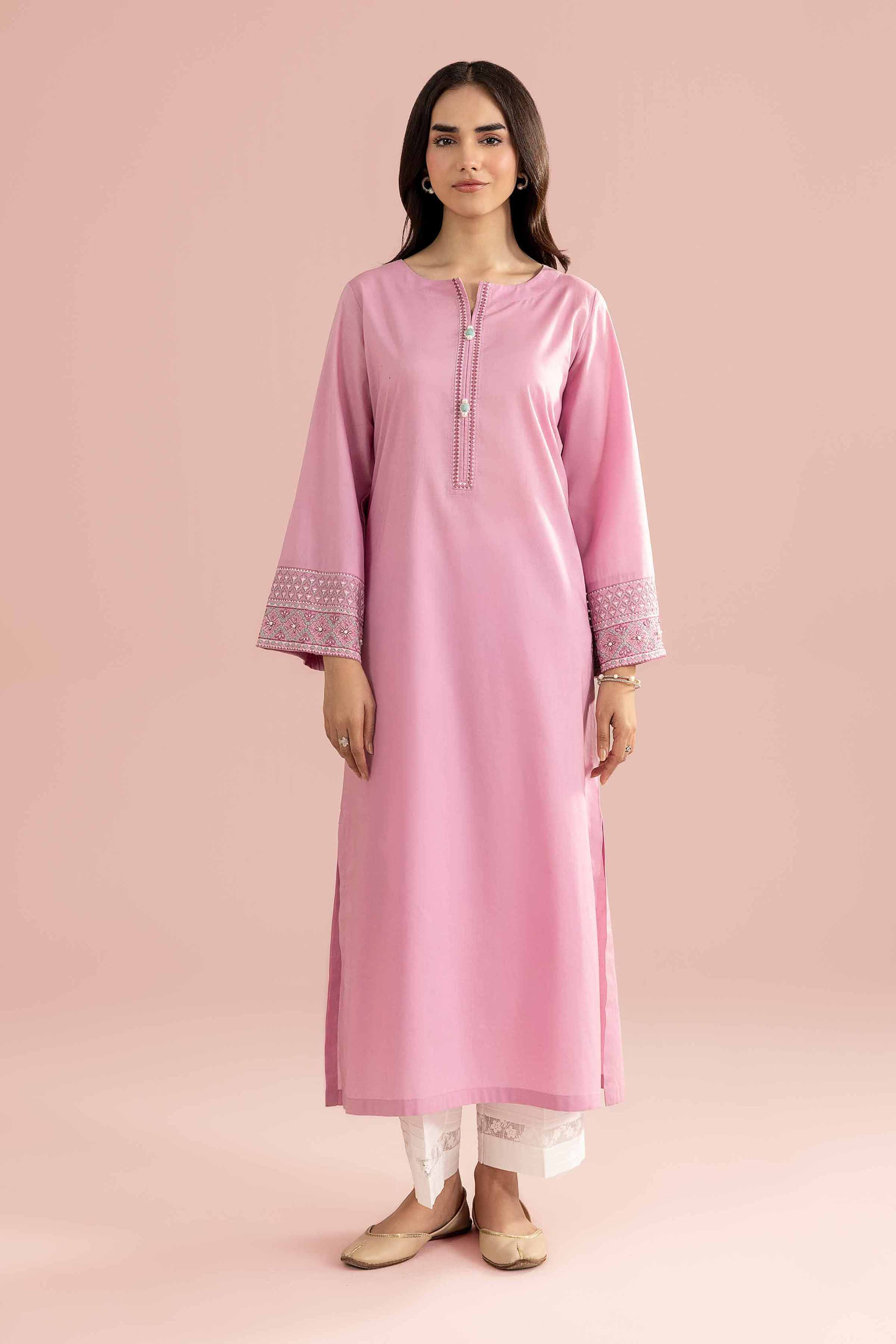 Nishat UK - Pink Embroidered Yarn Dyed 1 Piece Ready To Wear Shirt