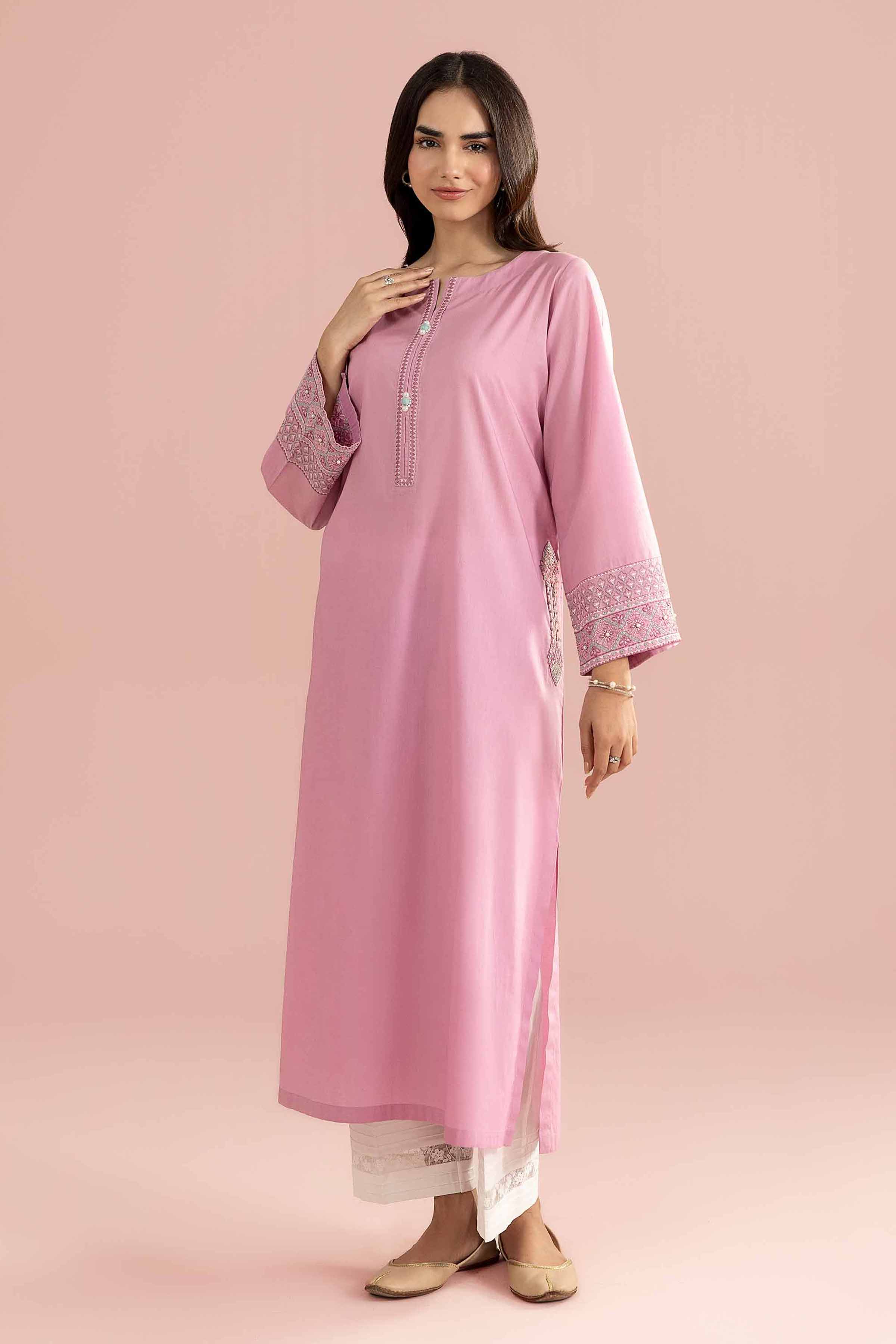Nishat UK - Pink Embroidered Yarn Dyed 1 Piece Ready To Wear Shirt