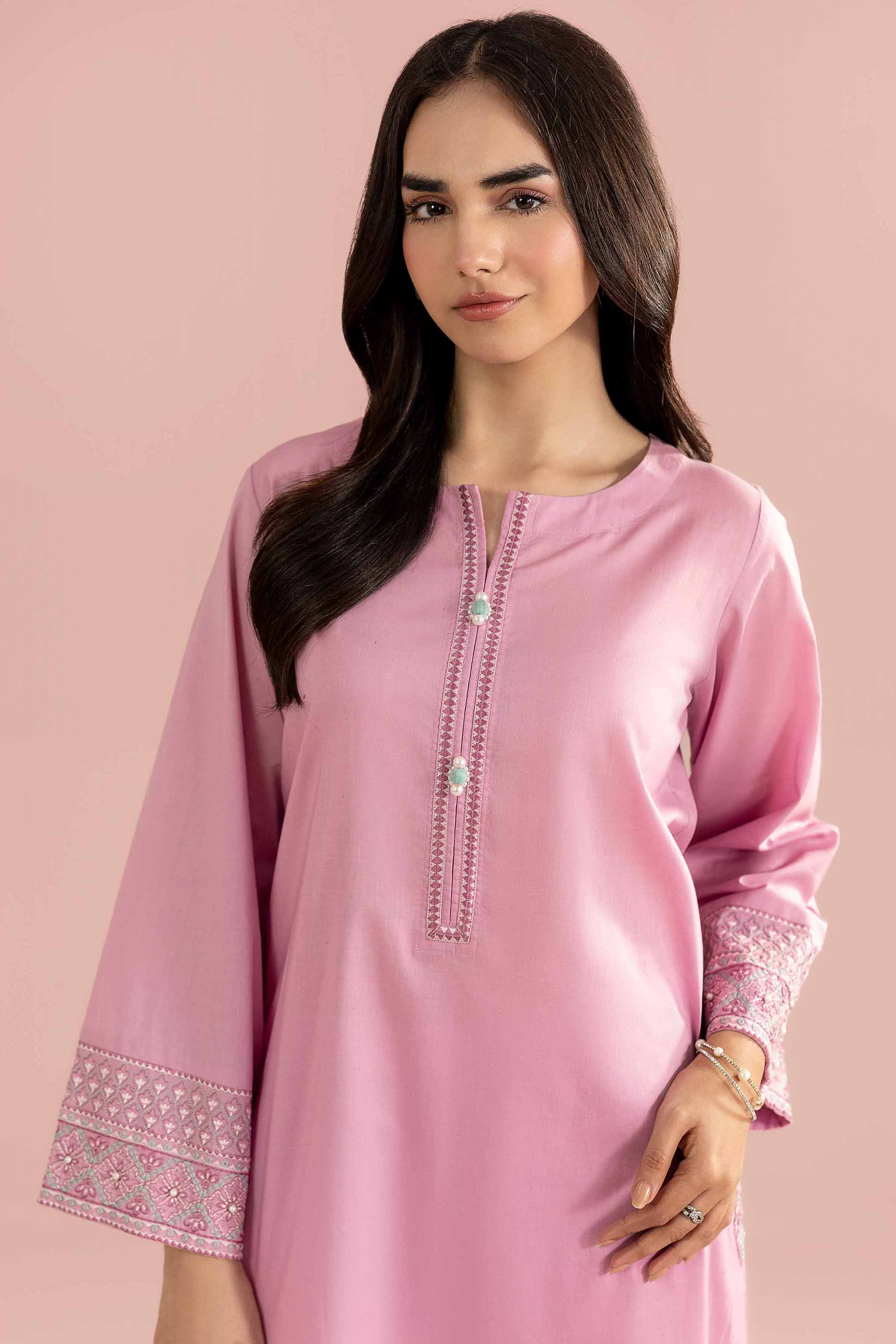 Nishat UK - Pink Embroidered Yarn Dyed 1 Piece Ready To Wear Shirt