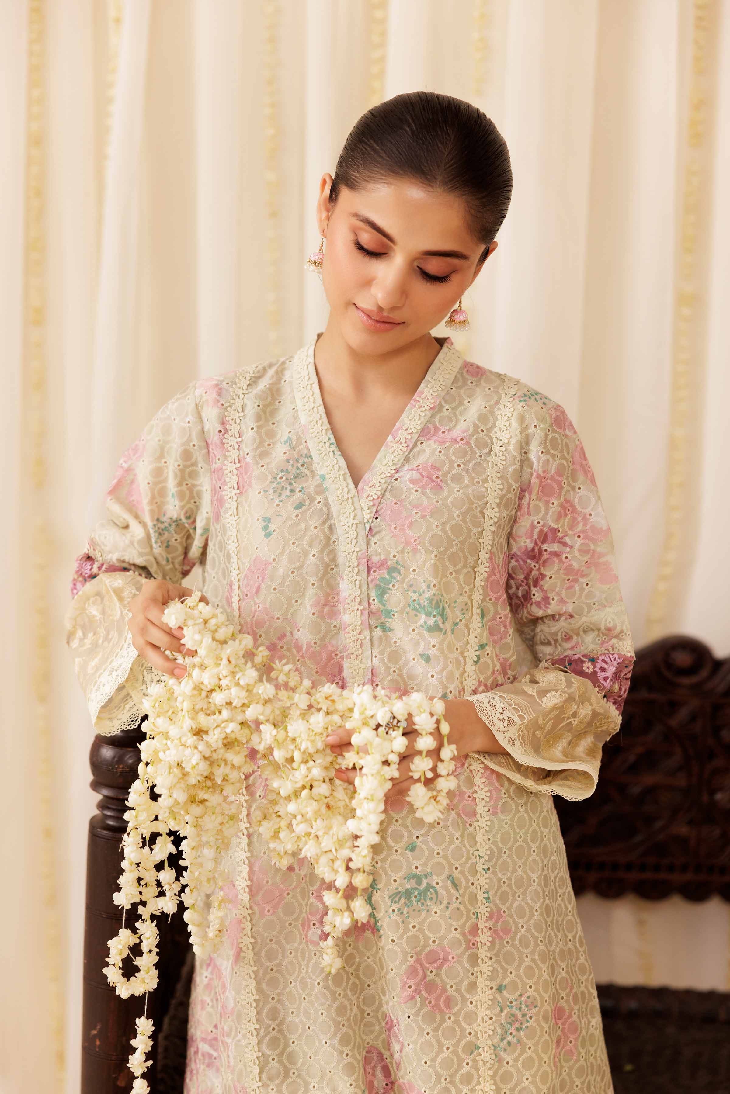 NishatUK - Off White Embroidered Silk 2-piece ready to wear Dress