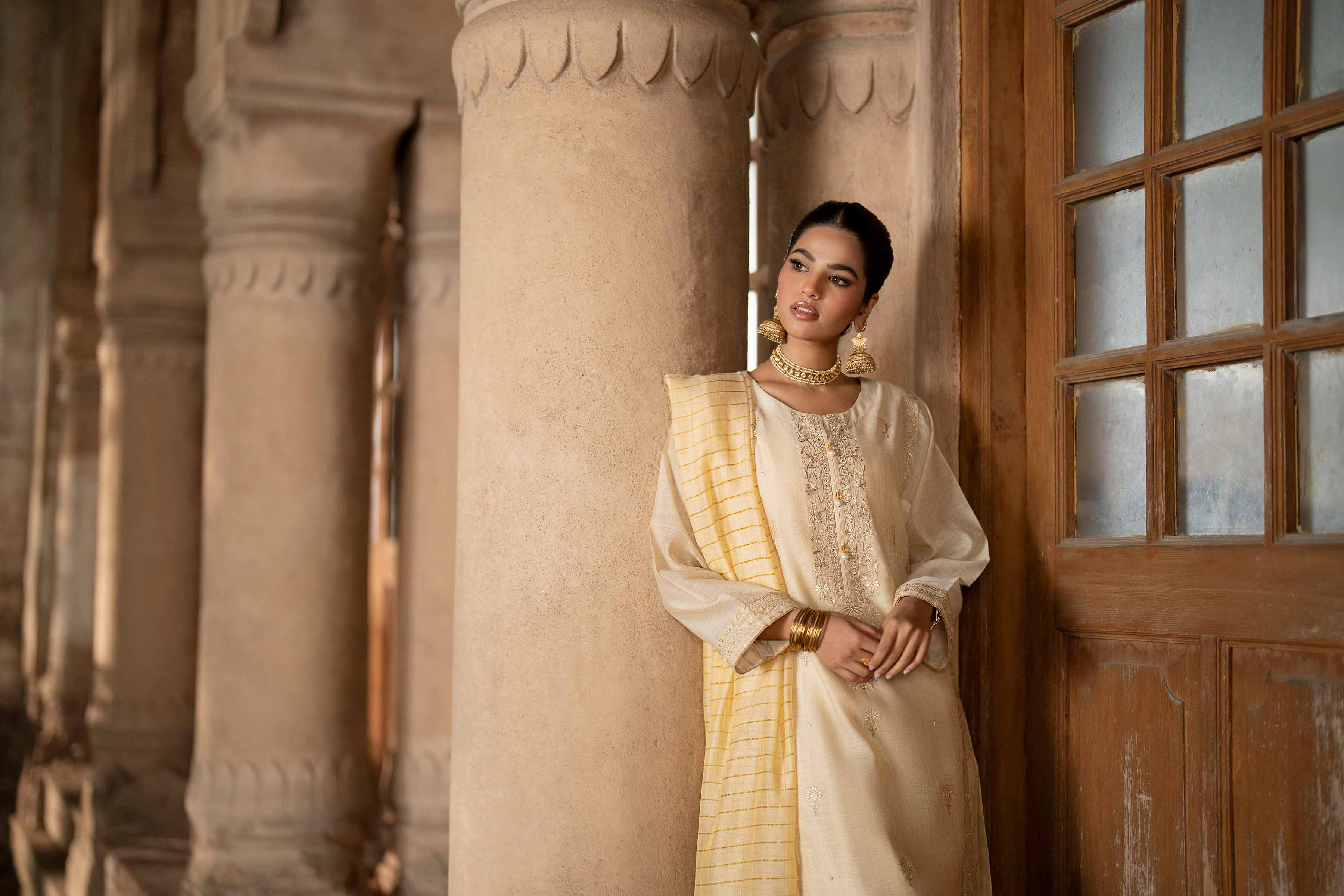 NishatUK - Skin Embroidered Cotton 3-piece ready to wear Suit