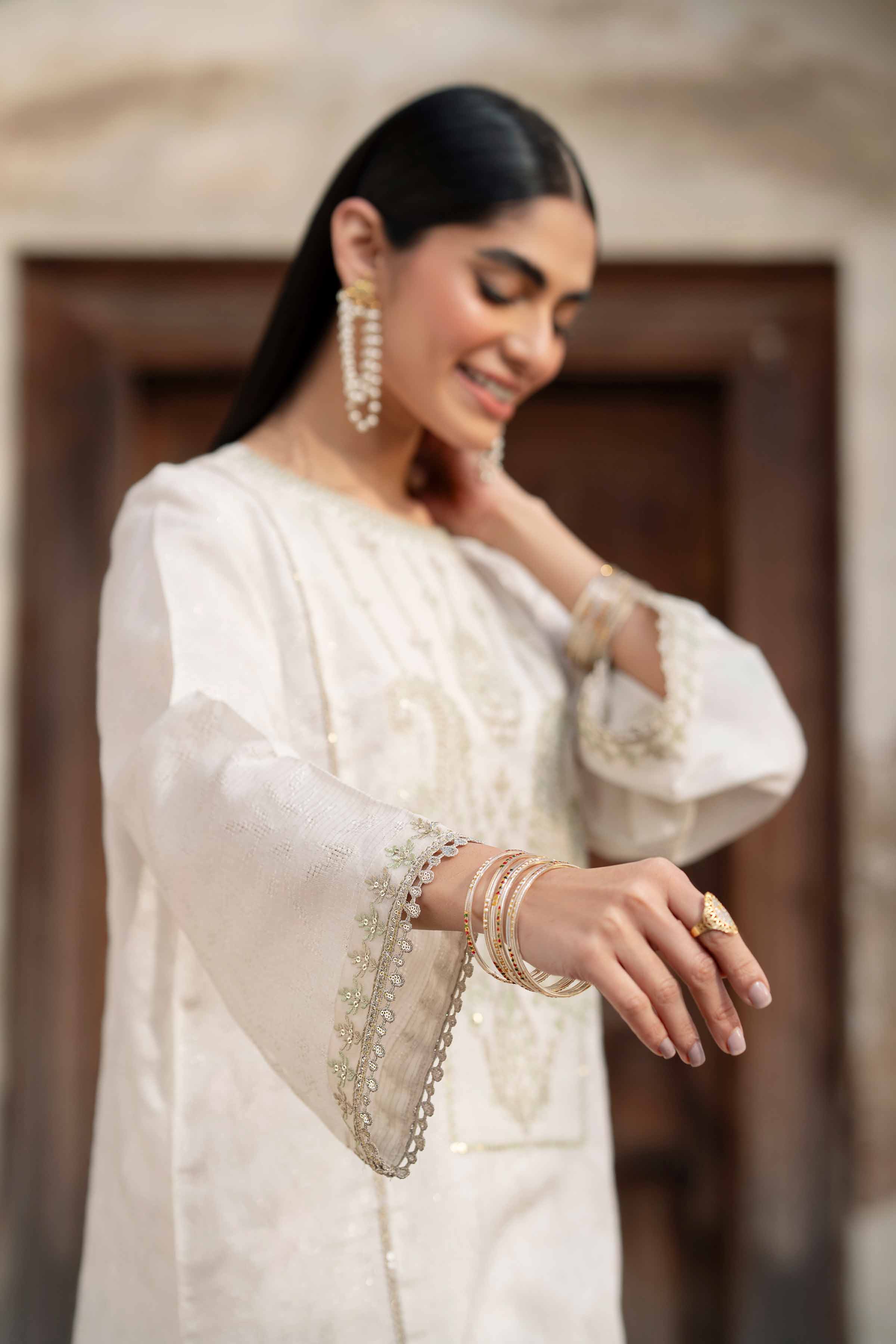 NishatUK - White Embroidered Jacquard 2-piece ready to wear Dress