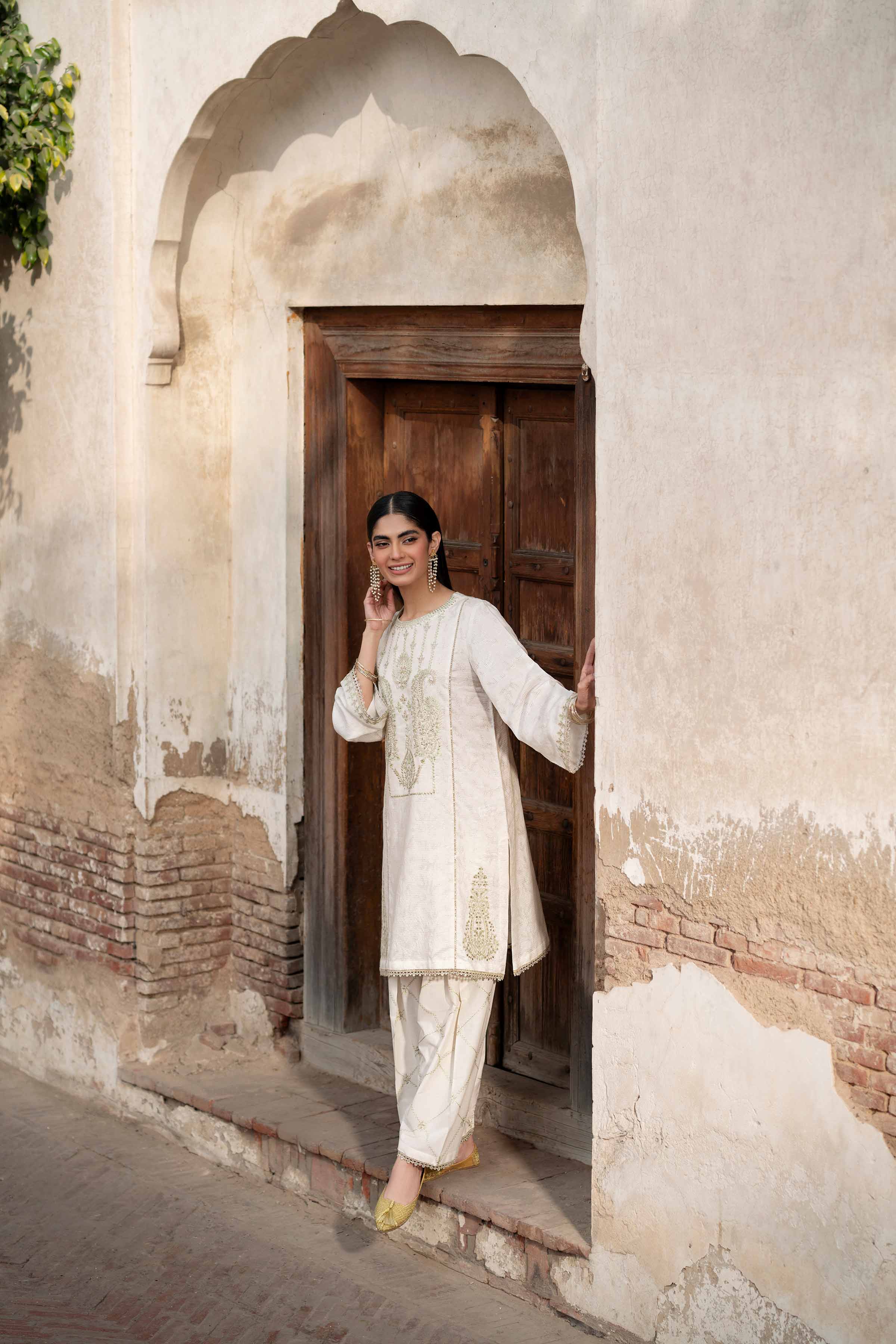 NishatUK - White Embroidered Jacquard 2-piece ready to wear Dress