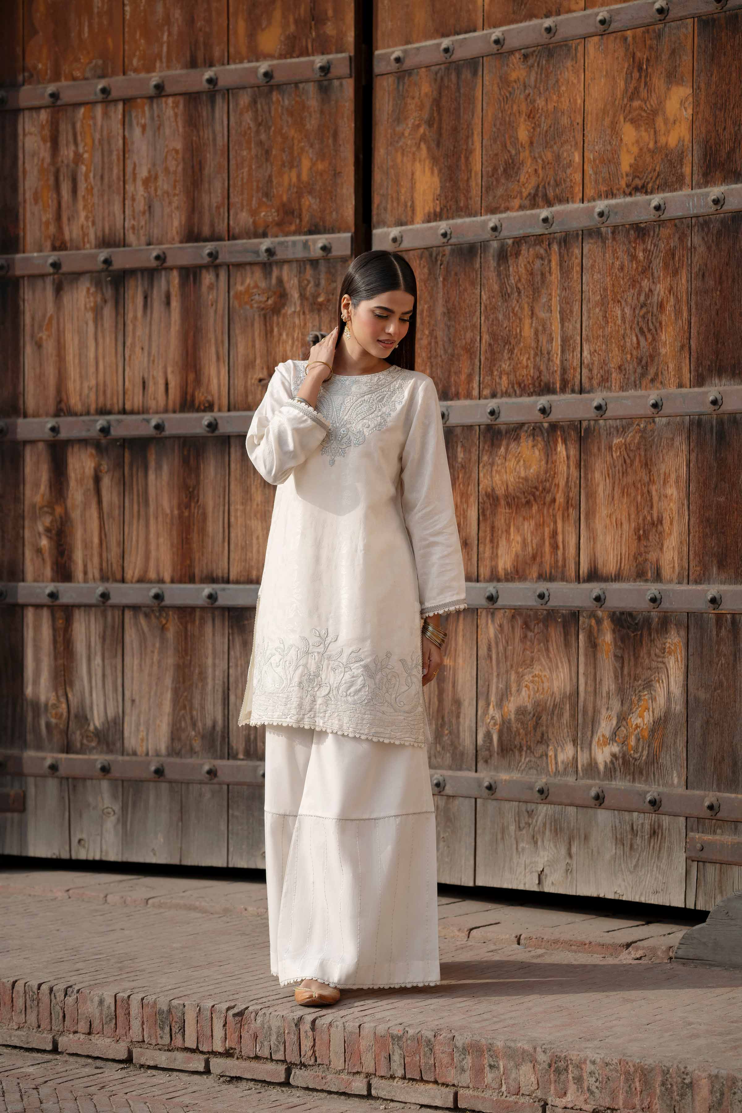 NishatUK - Off White Embroidered Jacquard 2-piece ready to wear Dress
