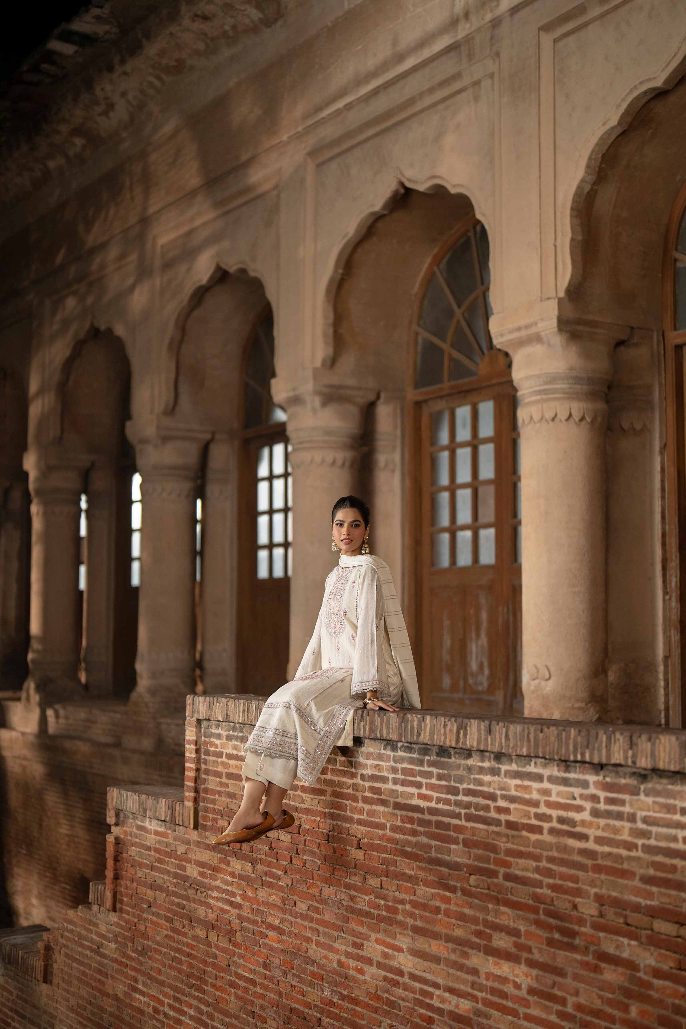 NishatUK - Off White Embroidered Jacquard 3-piece ready to wear Suit