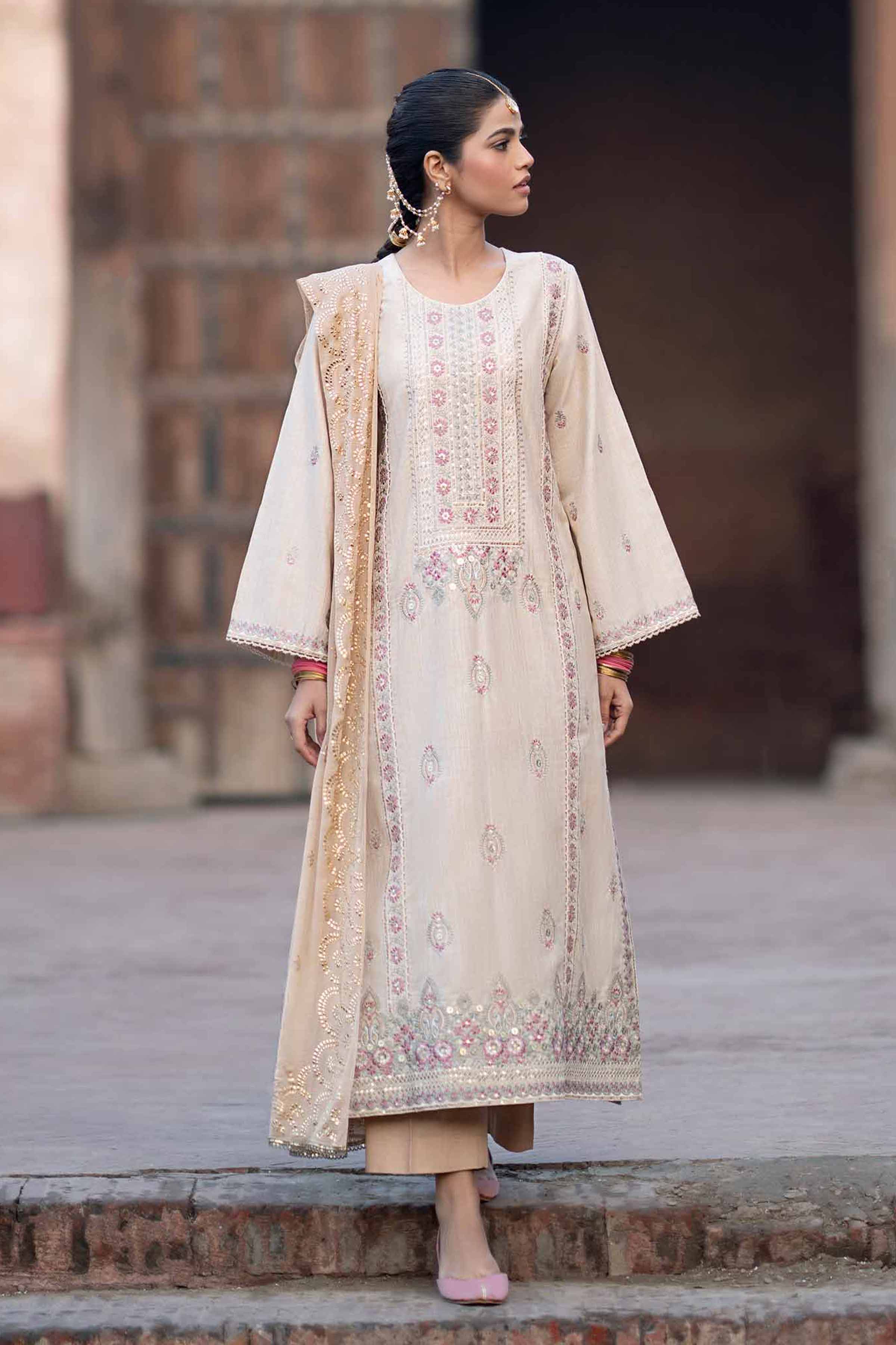 NishatUK - Off White Embroidered  Yarn Dyed 3-piece ready to wear Suit