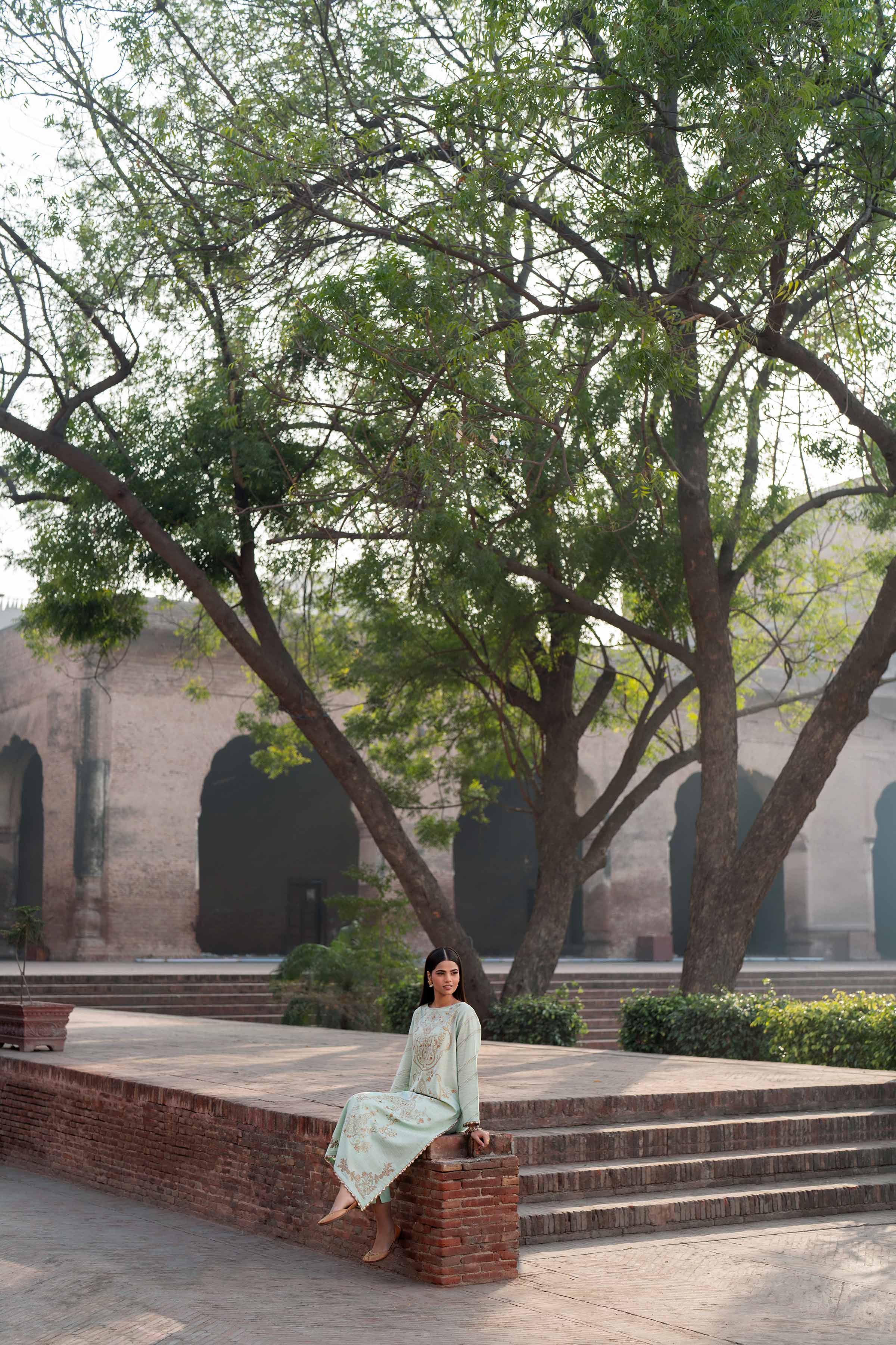 NishatUK - Blue Embroidered Yarn Dyed 2-piece ready to wear Dress