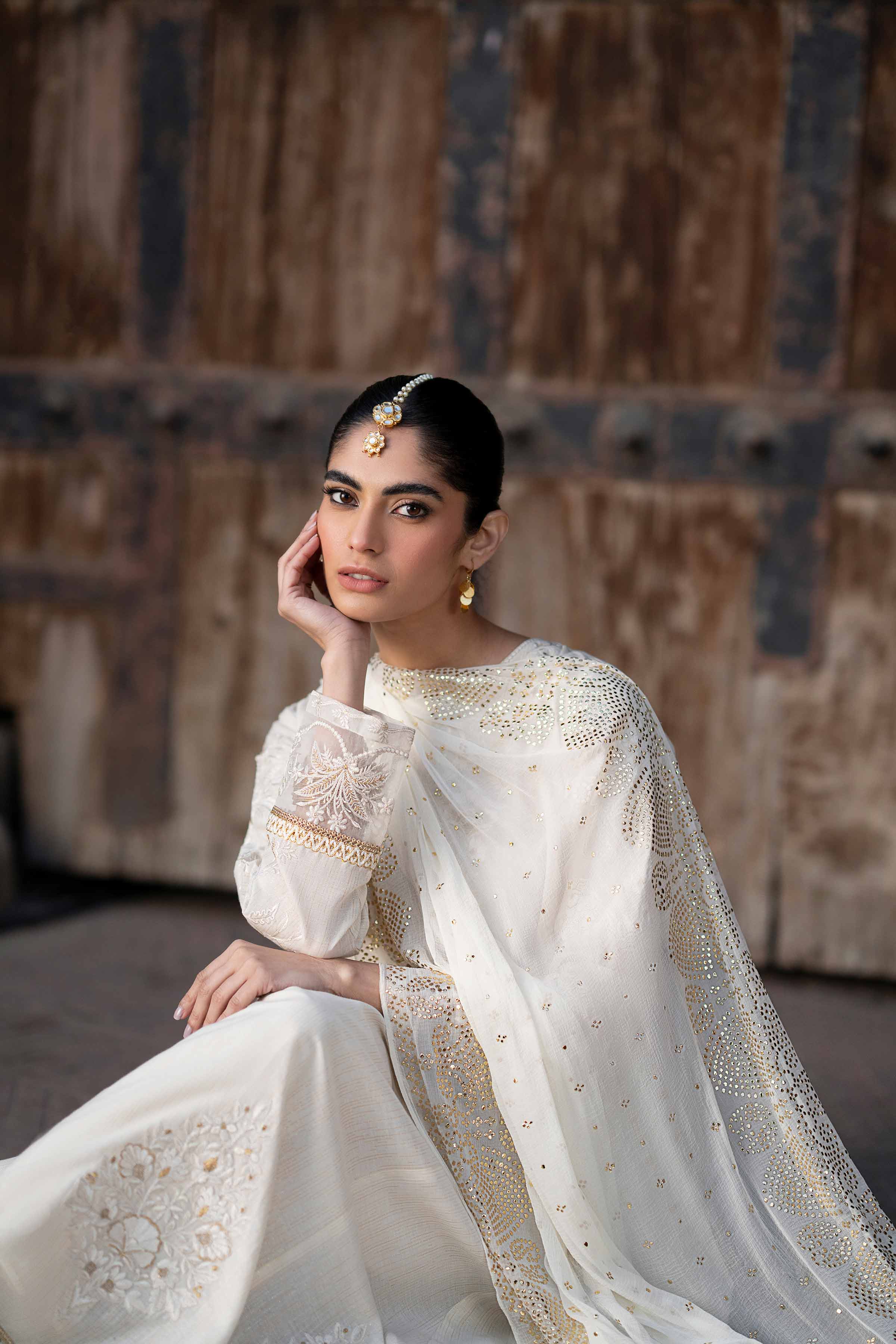 NishatUK - Off White Embroidered Yarn Dyed 3-piece ready to wear Suit