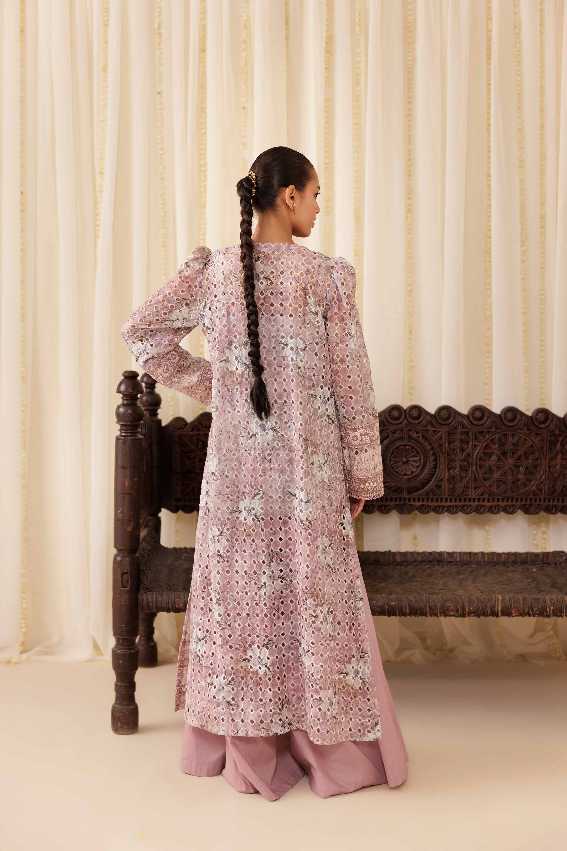 NishatUK - Plum Embroidered Silk 2-piece ready to wear Dress