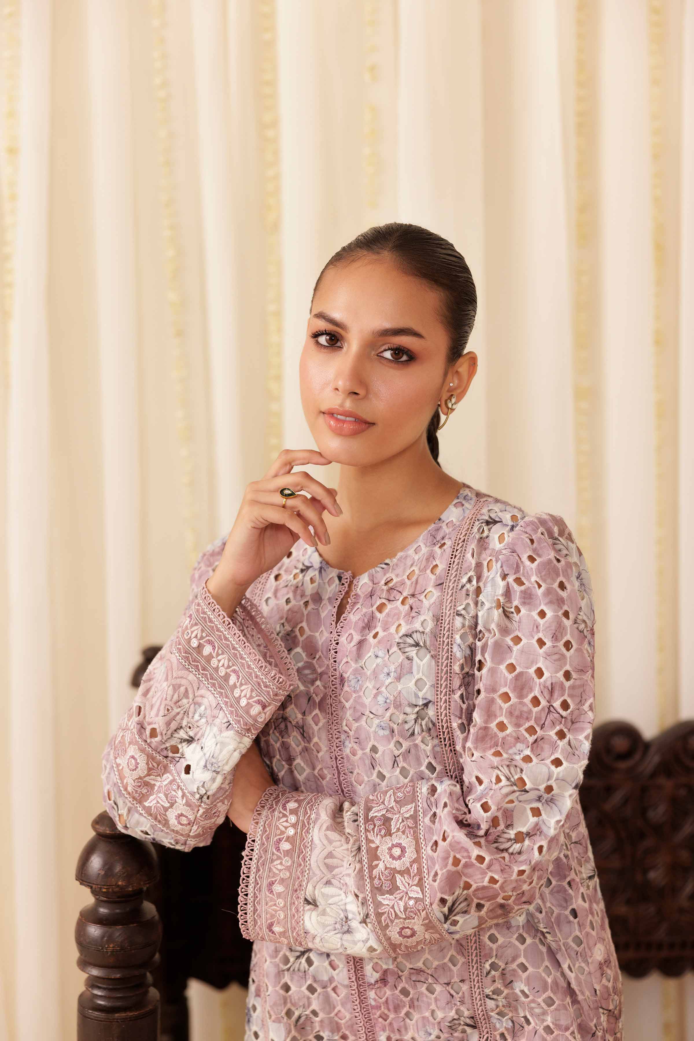 NishatUK - Plum Embroidered Silk 2-piece ready to wear Dress