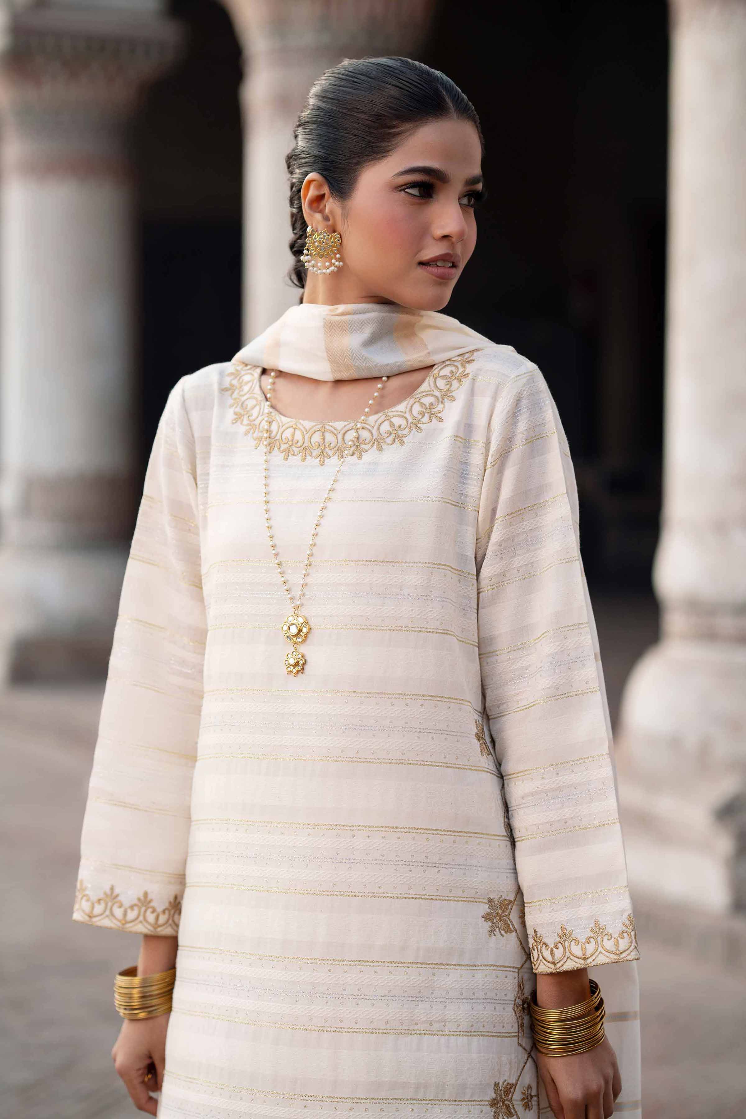 NishatUK - Off White Embroidered Jacquard 3-piece ready to wear Suit