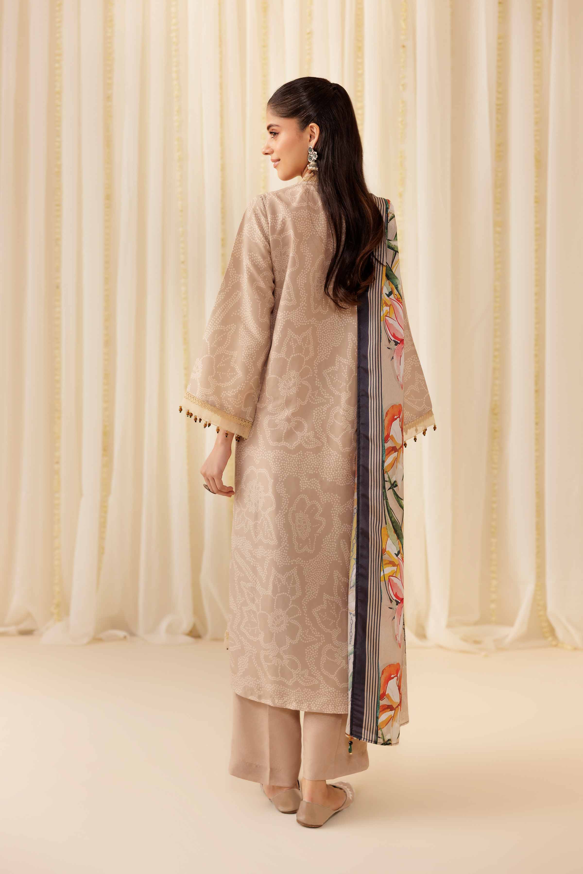 NishatUK - Beige Printed   Chicken Kari 3-piece ready to wear Suit