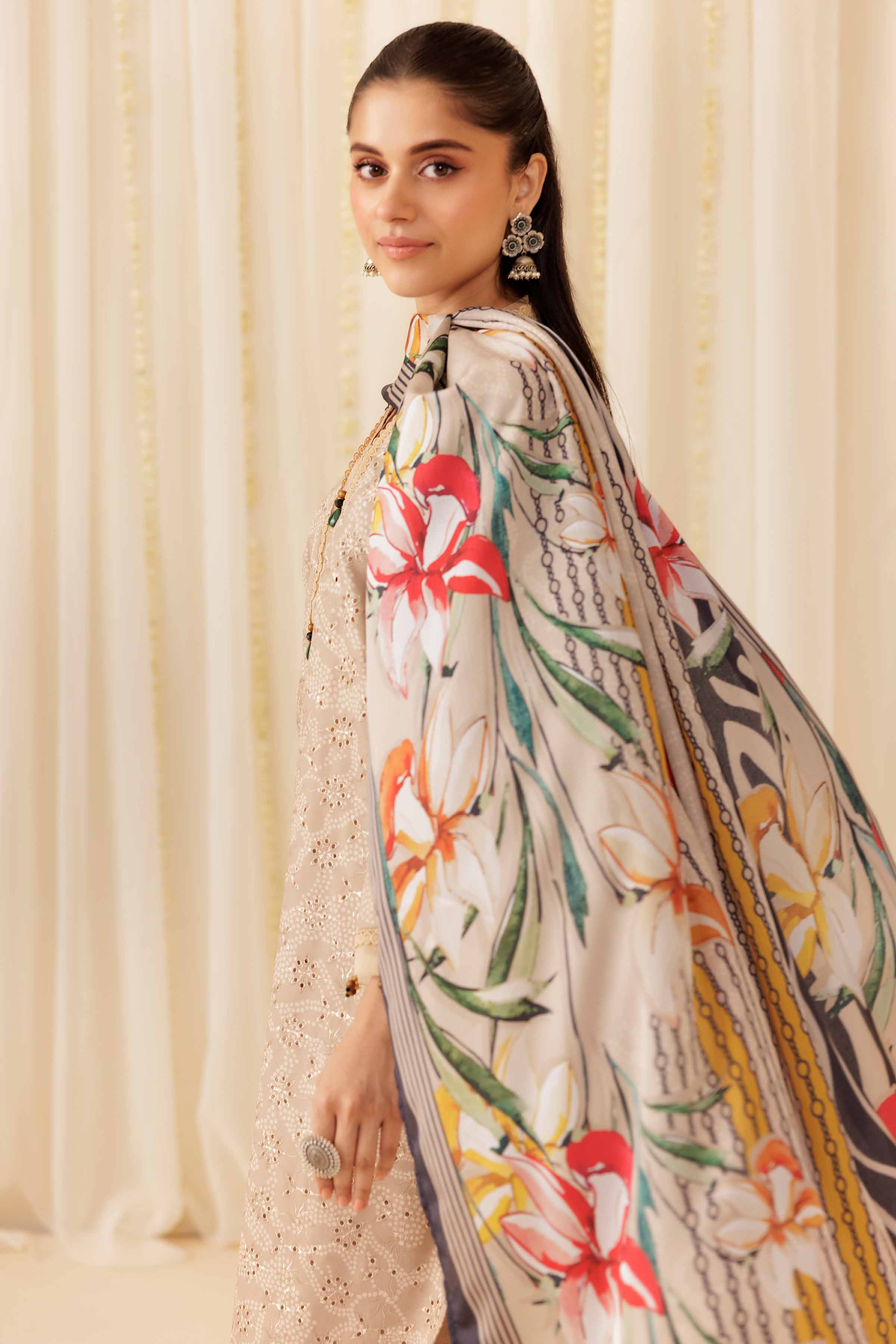NishatUK - Beige Printed   Chicken Kari 3-piece ready to wear Suit