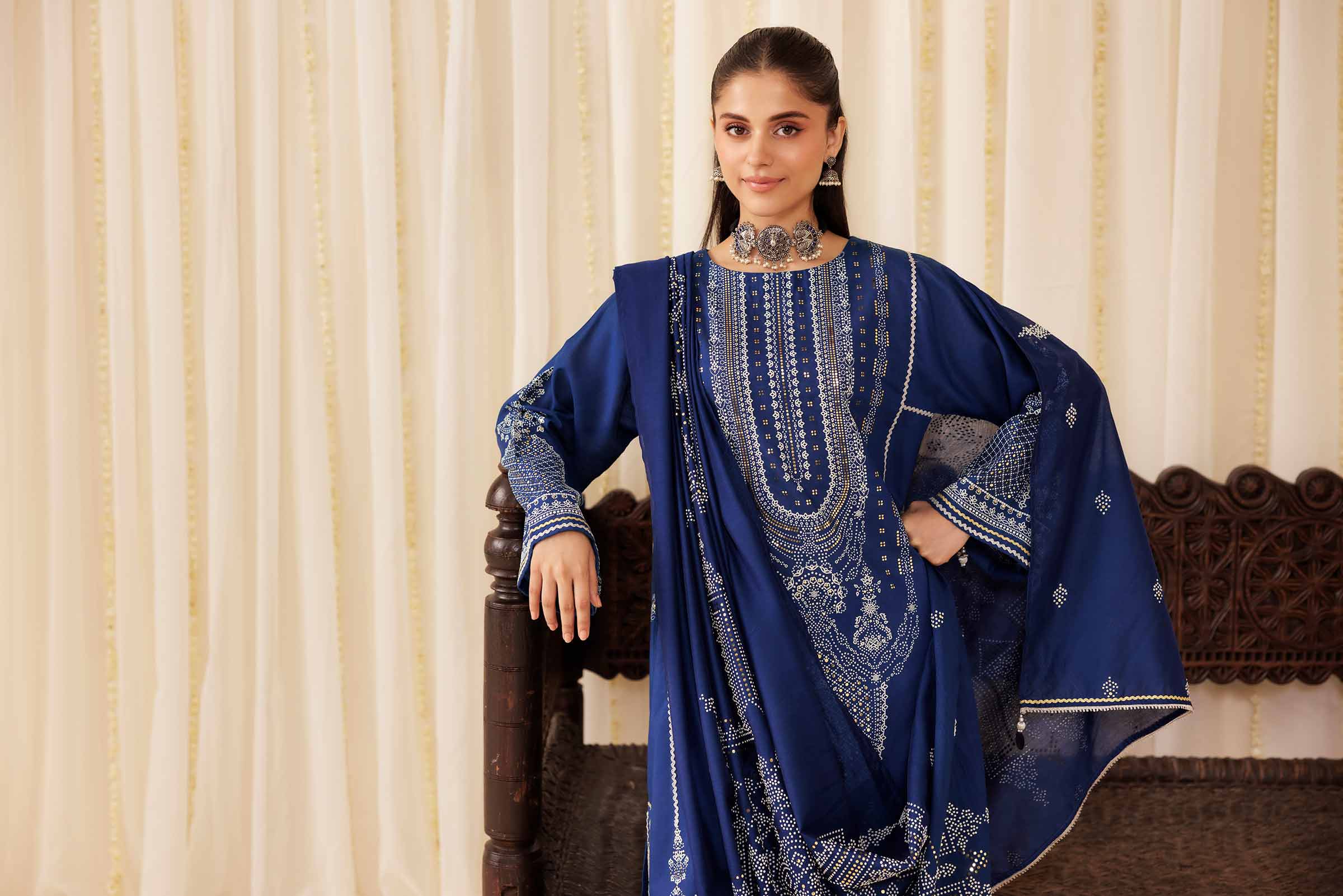 NishatUK - Blue Solids Mukesh 3-piece ready to wear Suit