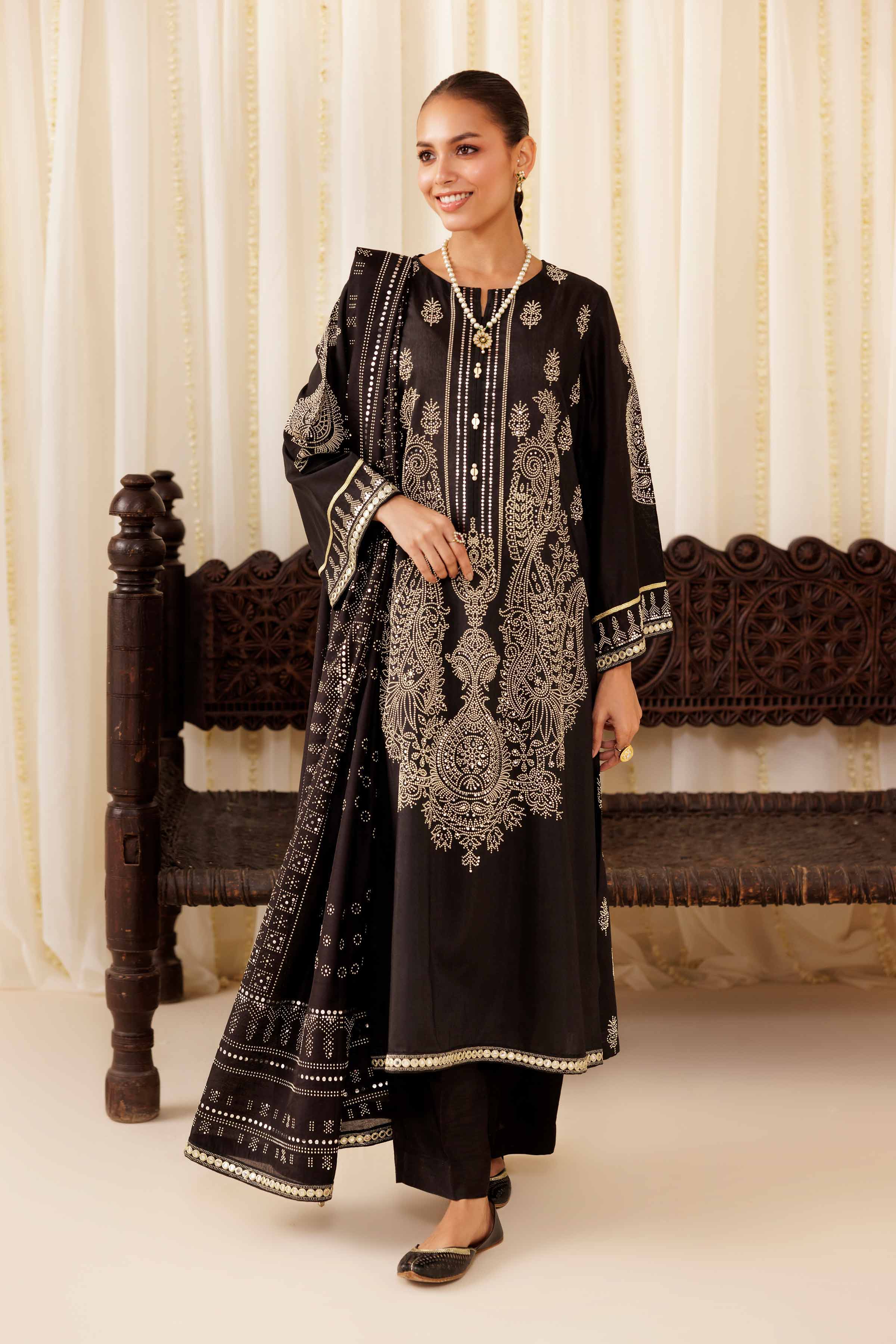 NishatUK - Black Solids Mukesh 3-piece ready to wear Suit