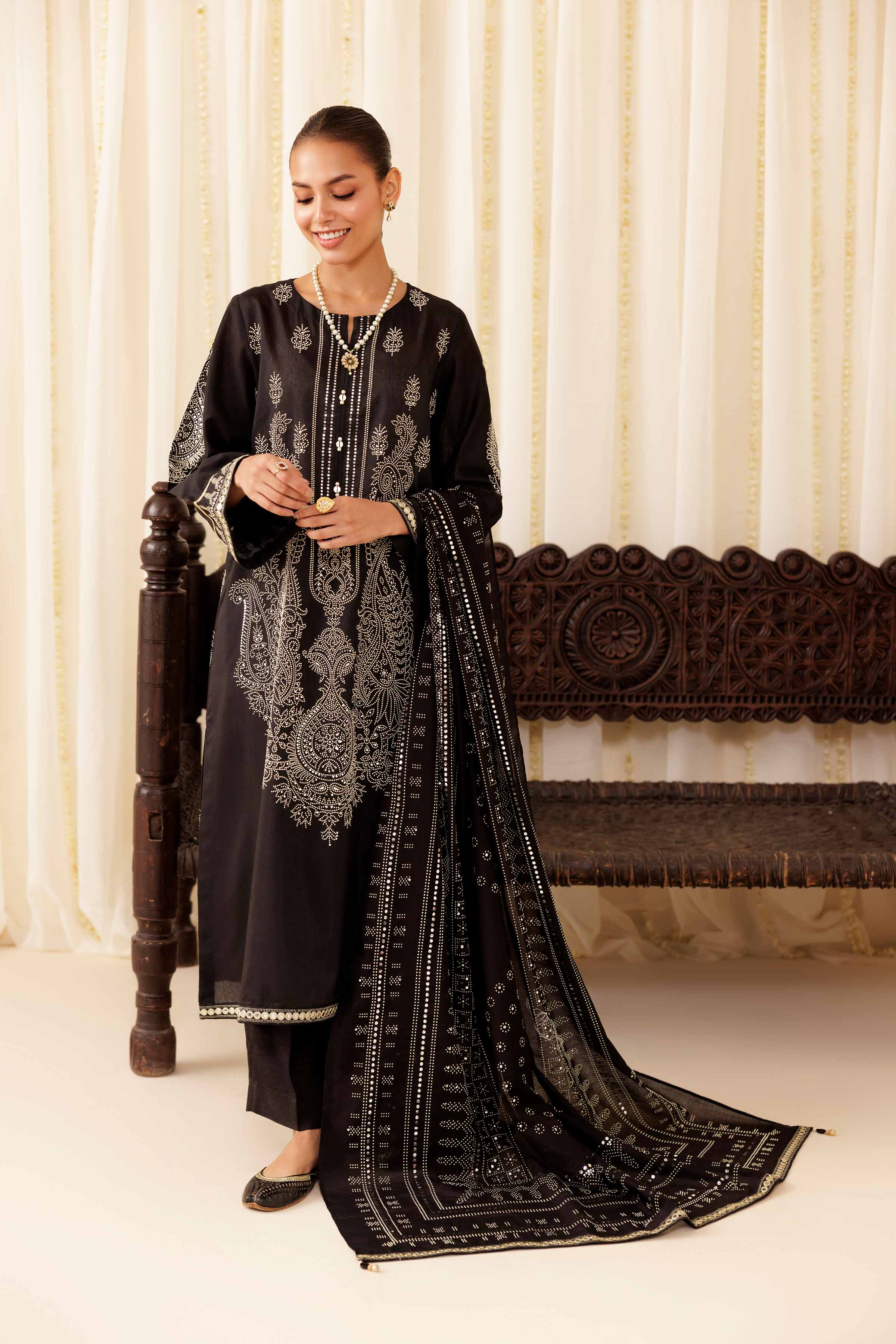 NishatUK - Black Solids Mukesh 3-piece ready to wear Suit