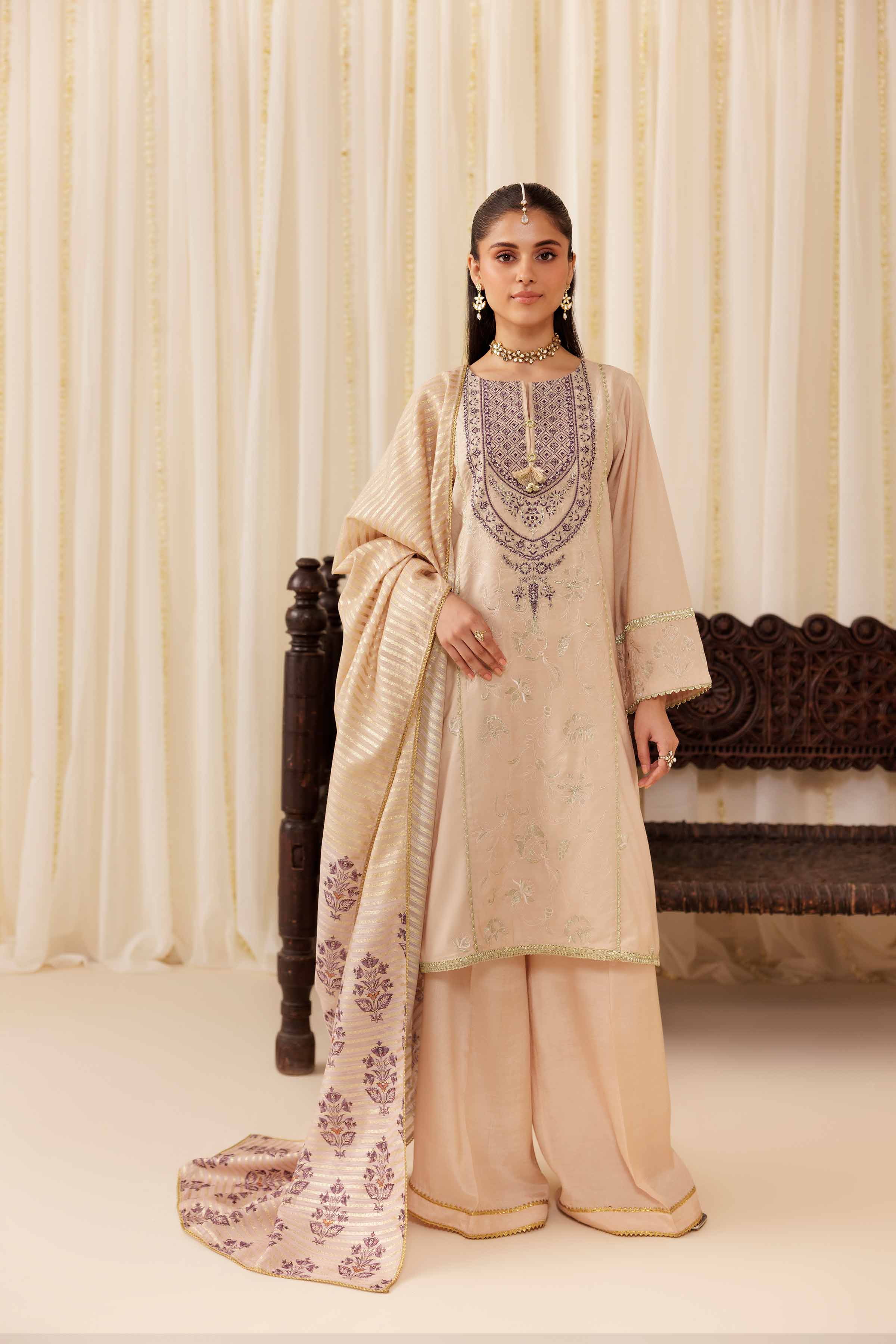 Nishat UK - Pink Embroidered Cotton 3 Pieces ready to wear Suit