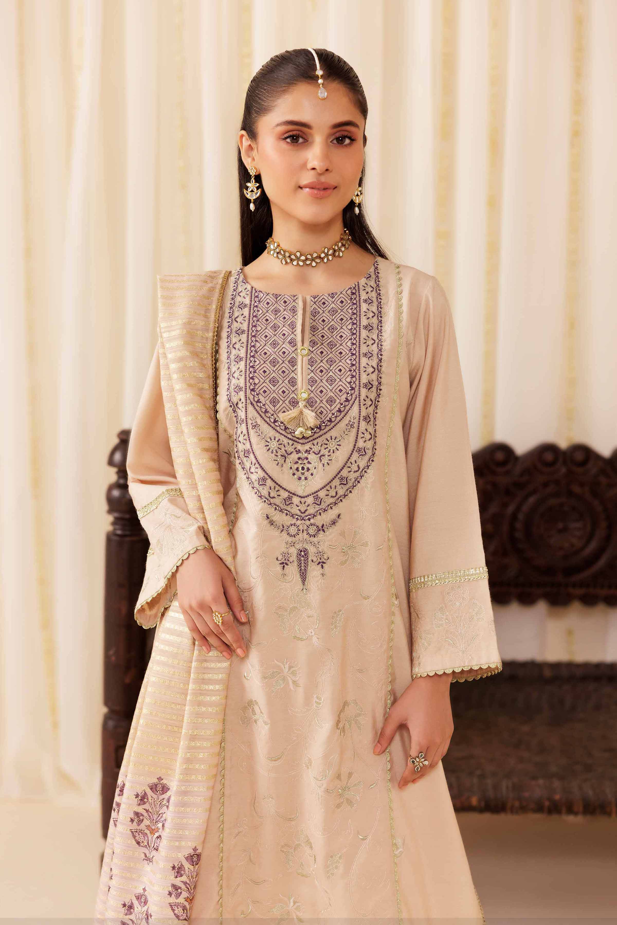 Nishat UK - Pink Embroidered Cotton 3 Pieces ready to wear Suit
