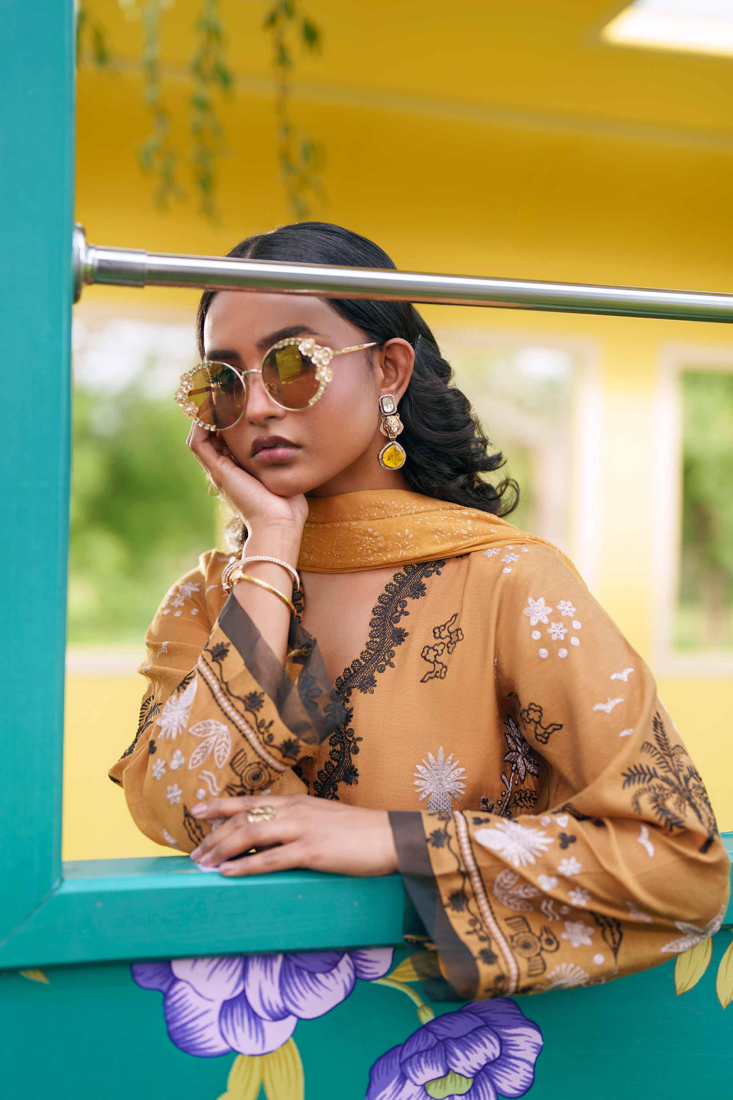 Nishat UK - Yellow Embroidered Cotton 3 Pieces Ready To Wear Suit