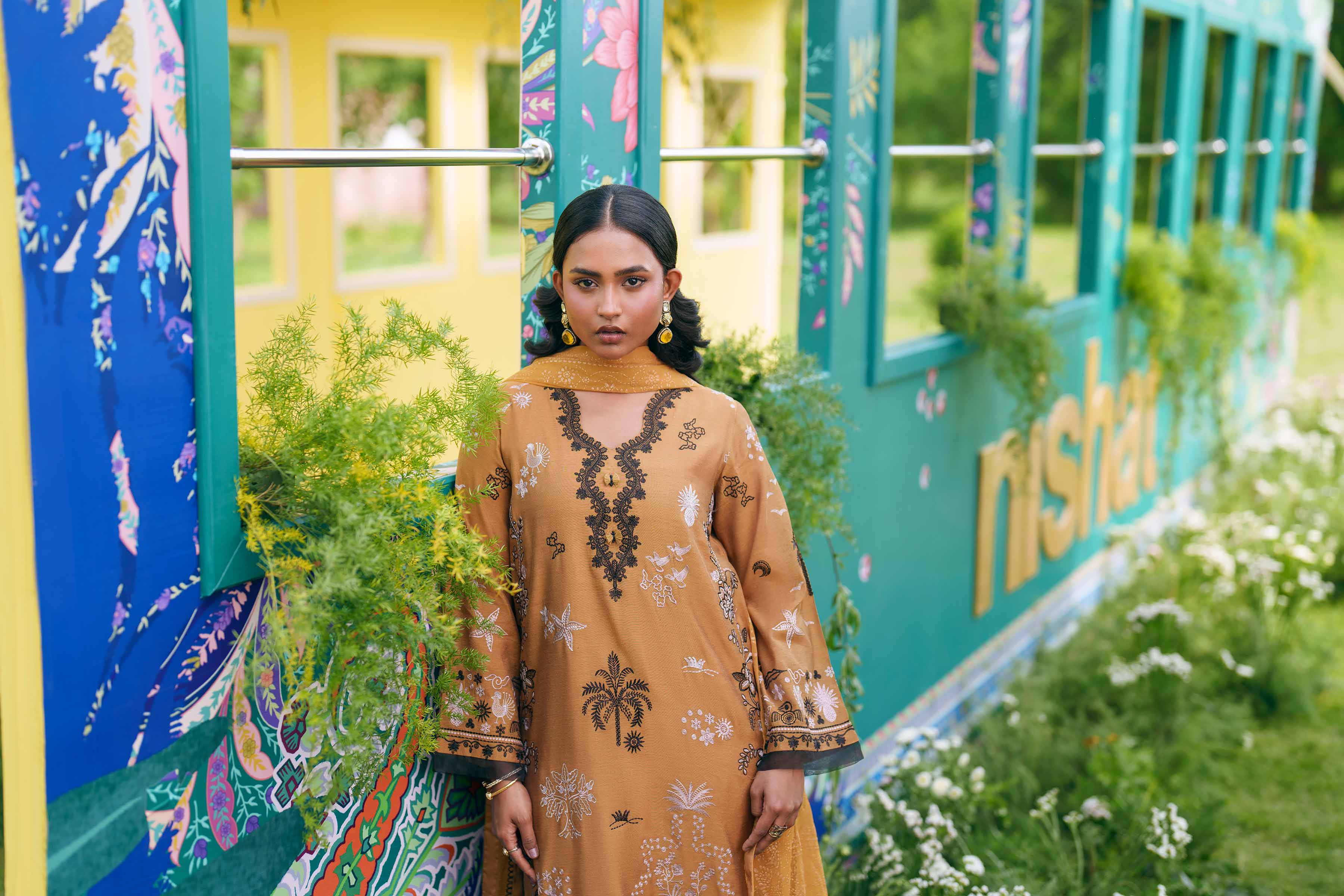 Nishat UK - Yellow Embroidered Cotton 3 Pieces Ready To Wear Suit