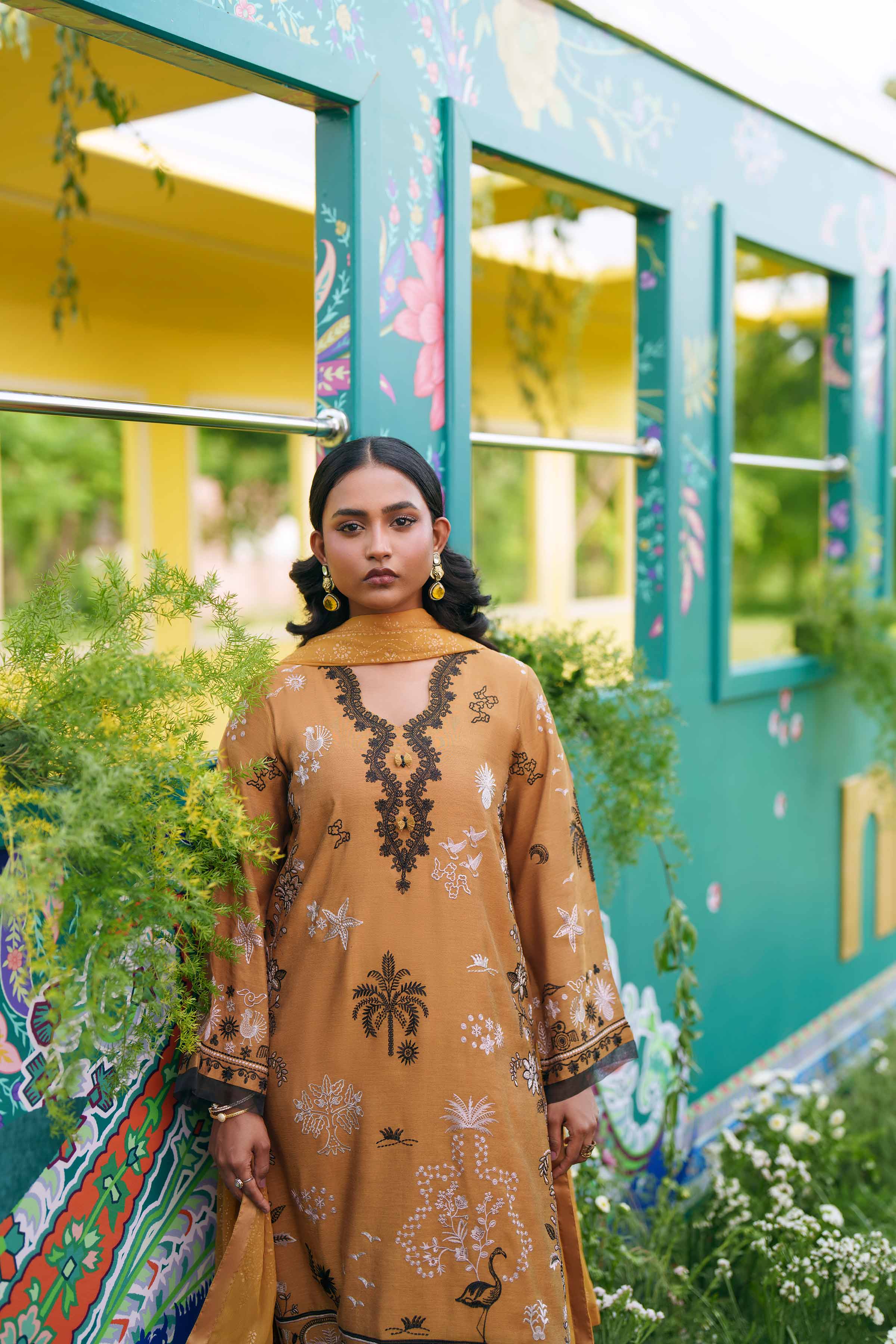Nishat UK - Yellow Embroidered Cotton 3 Pieces Ready To Wear Suit