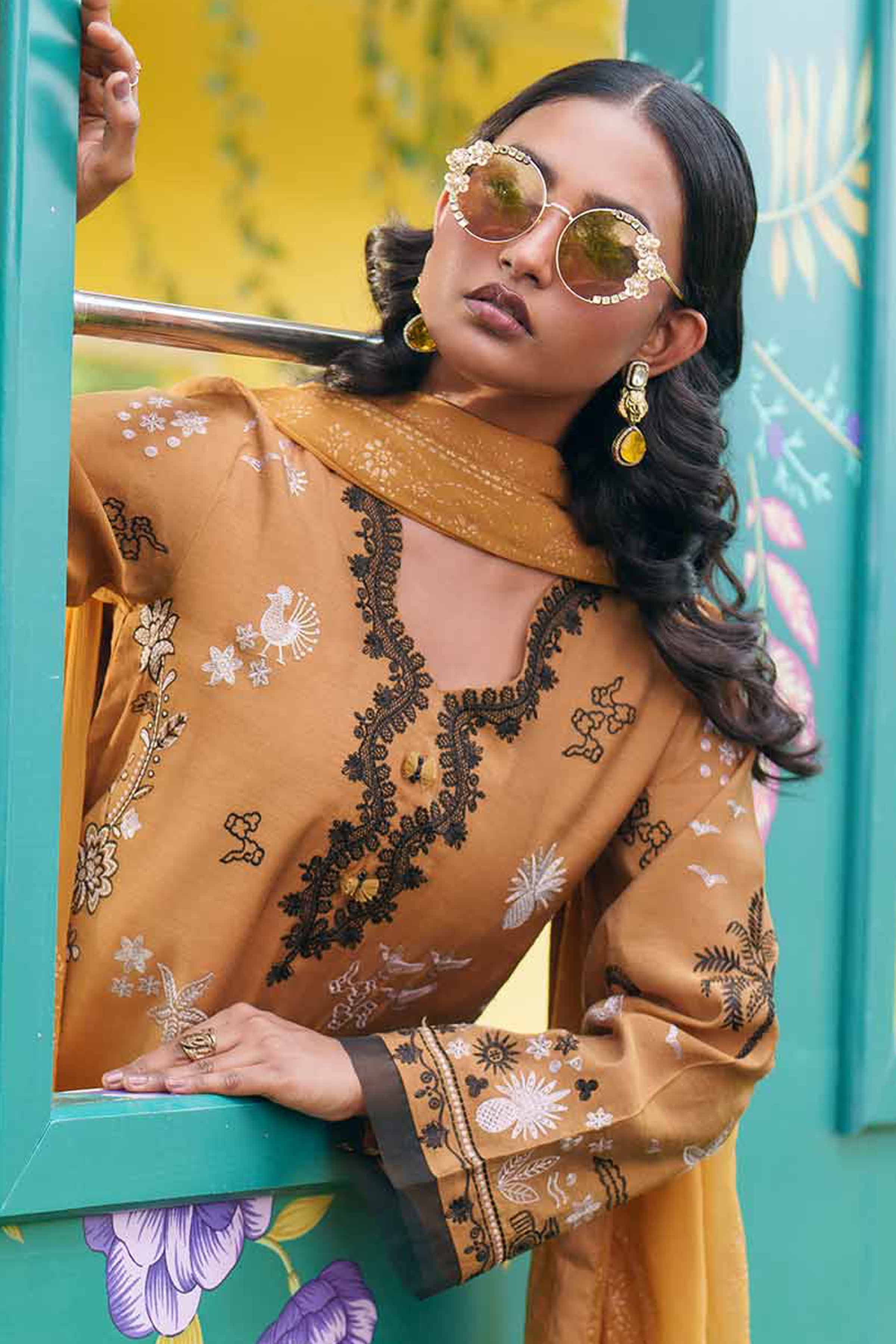 Nishat UK - Yellow Embroidered Cotton 3 Pieces Ready To Wear Suit