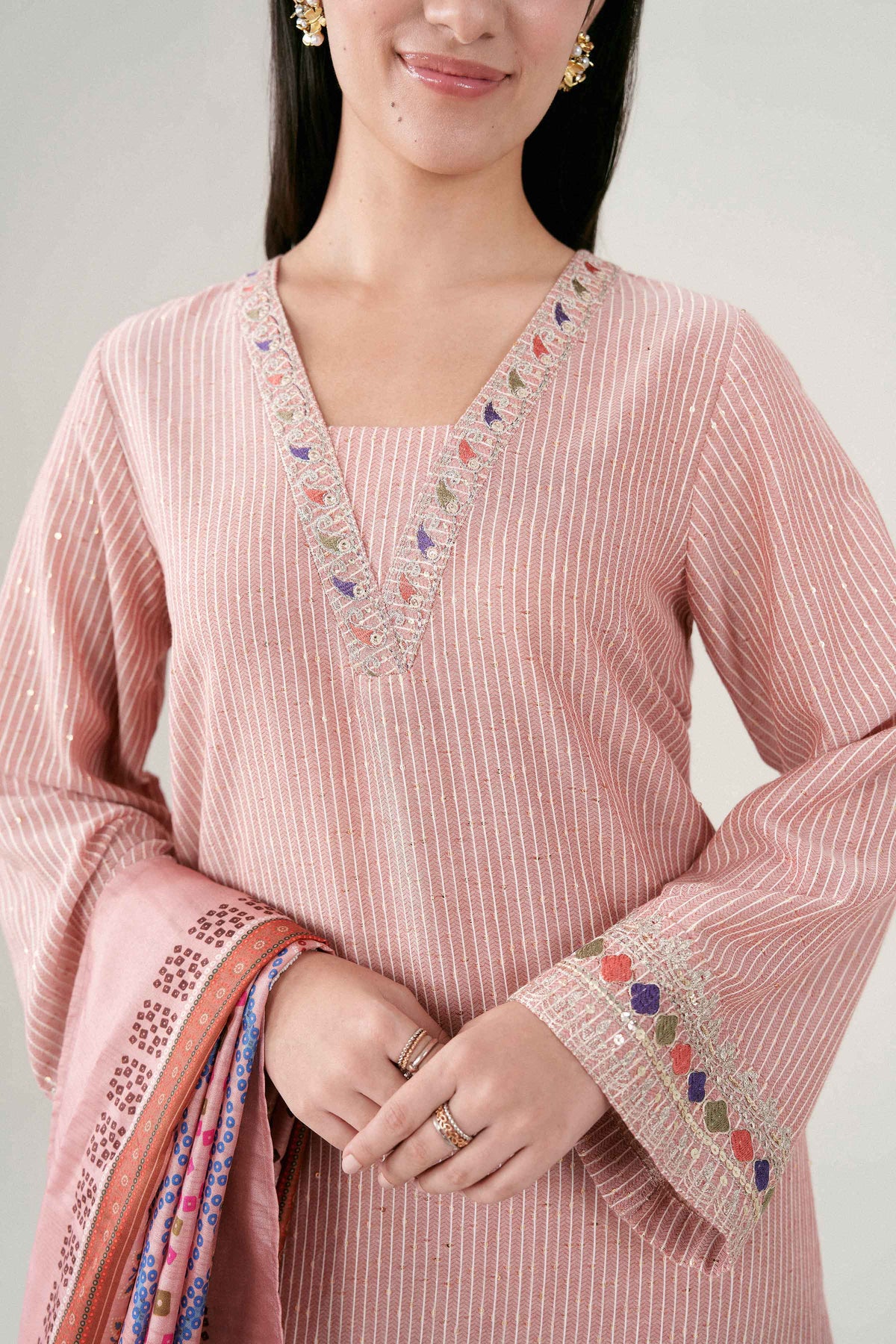 Nishat UK - Pink Embroidered Monar Sequence 3 Pieces ready to wear Suit
