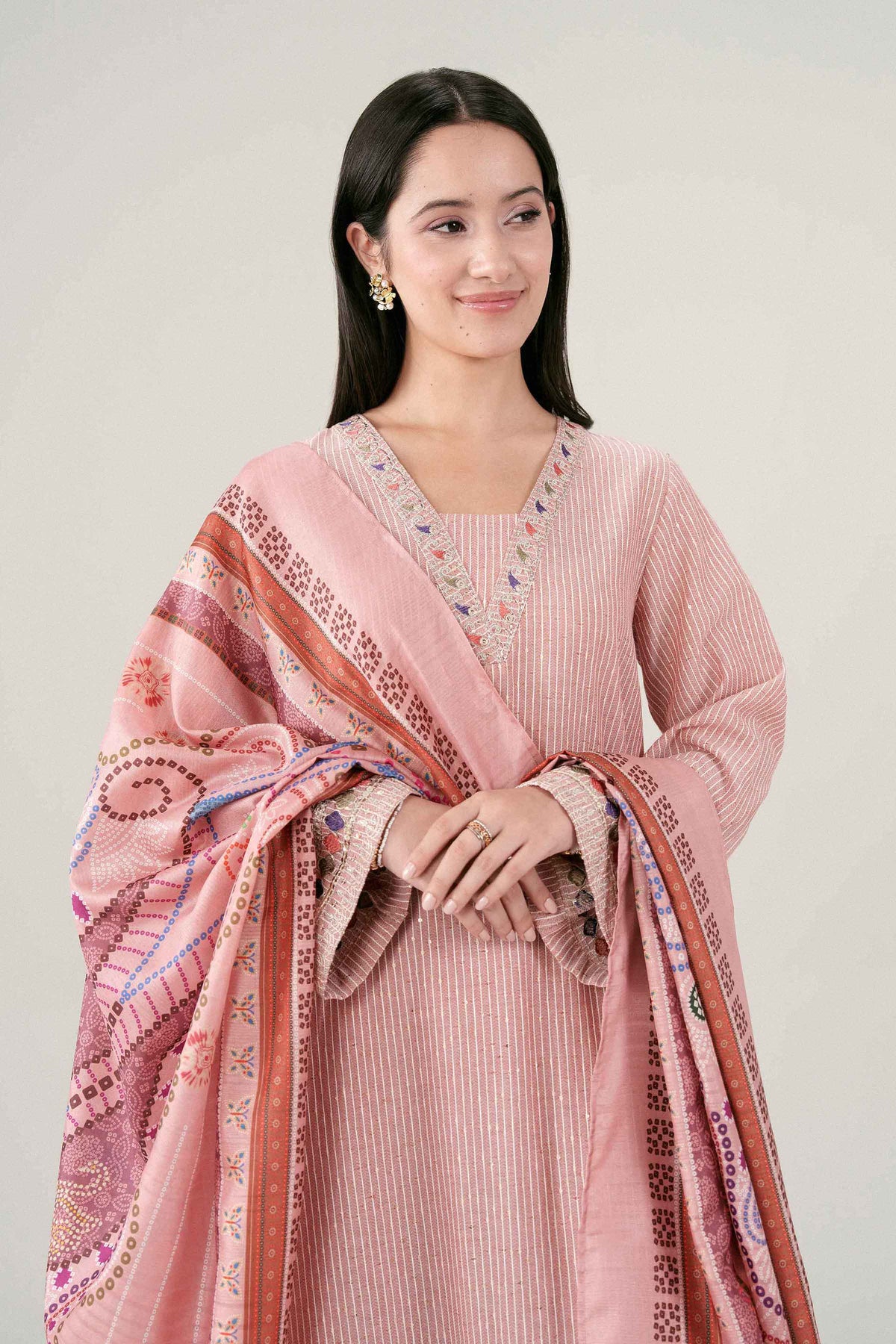 Nishat UK - Pink Embroidered Monar Sequence 3 Pieces ready to wear Suit