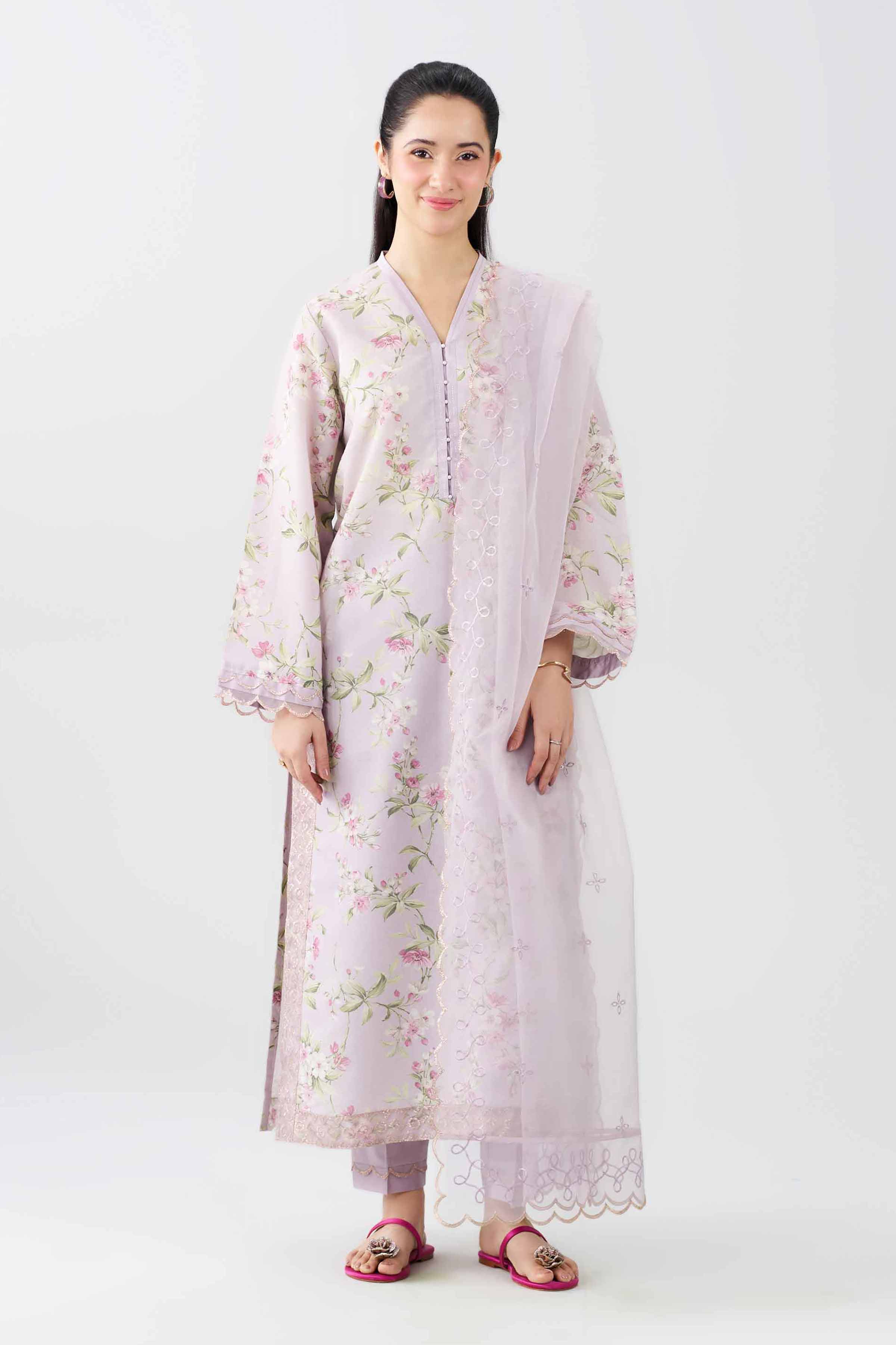 Nishat UK - Purple Embroidered Fancy Base 3 Pieces ready to wear Suit