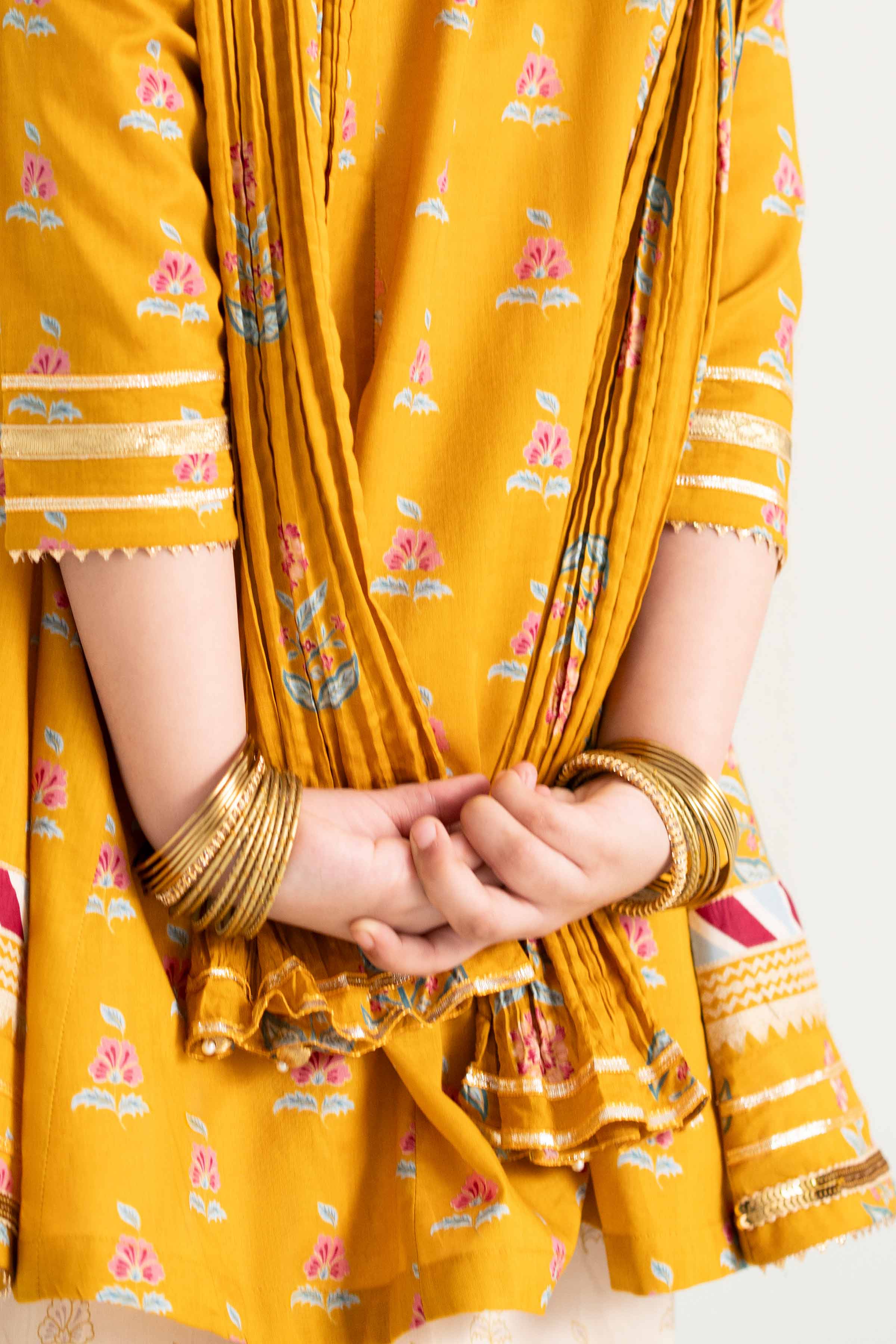 NishatUK - Mustard Printed Lawn 3-piece ready to wear Suit