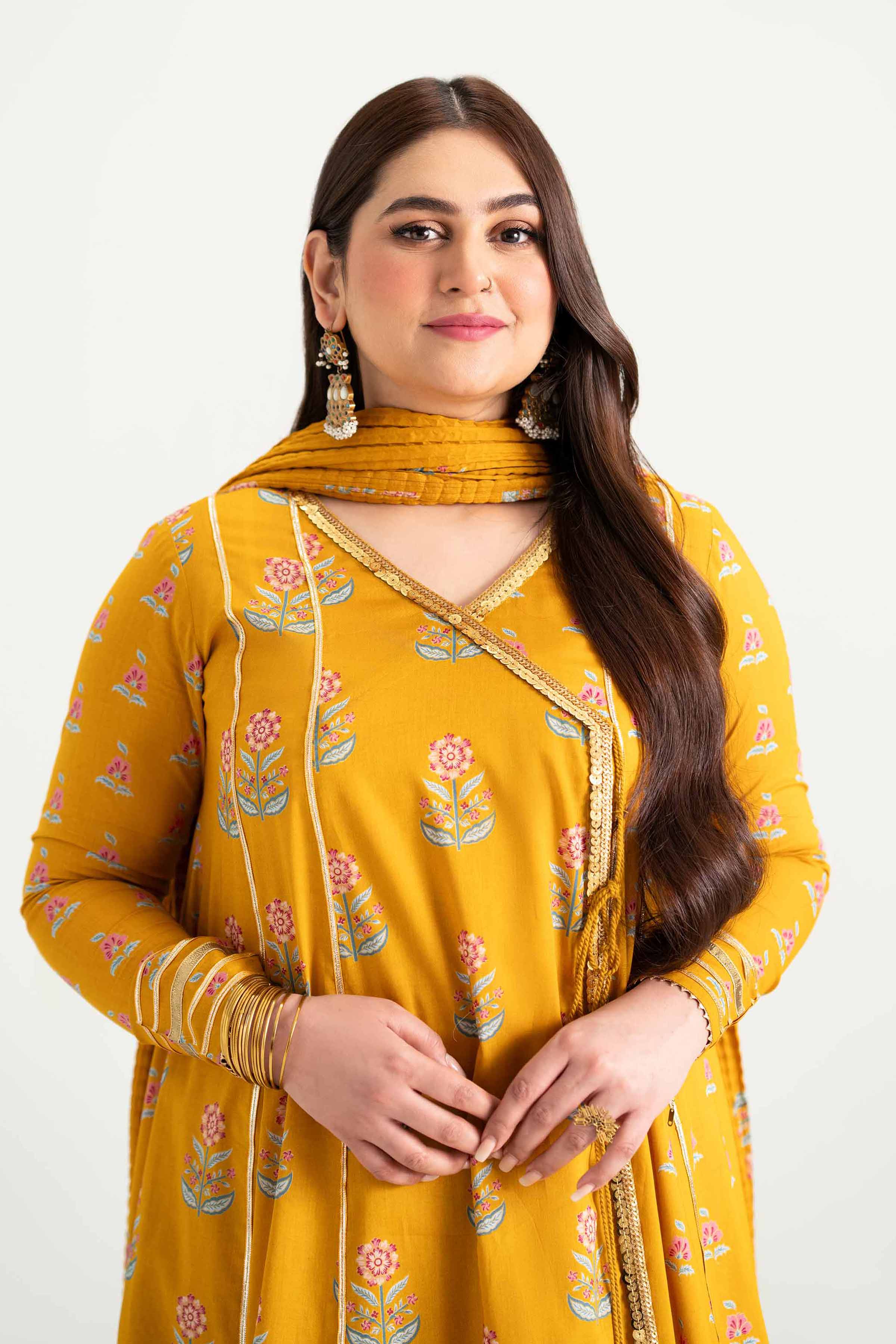 NishatUK - Mustard Printed Lawn 3-piece ready to wear Suit